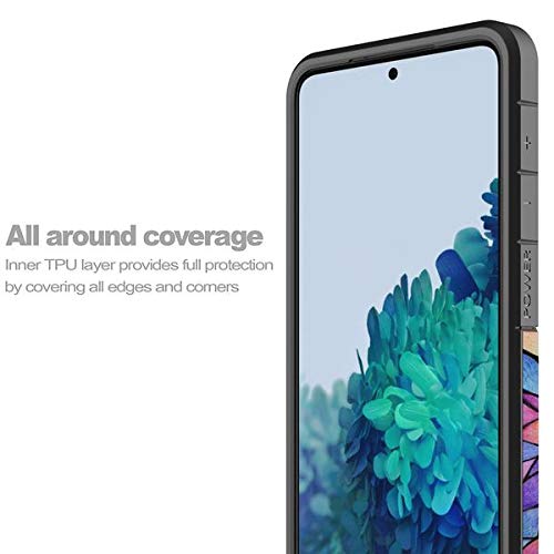 Samsung Galaxy S21 Case with TPU Screen Protector - Cute Glitter Rainbow Flower Design, Heavy Duty Dual Layer Defender Protective Cover for Women & Girls | Perfect for Everyday Use, Work, and Travel