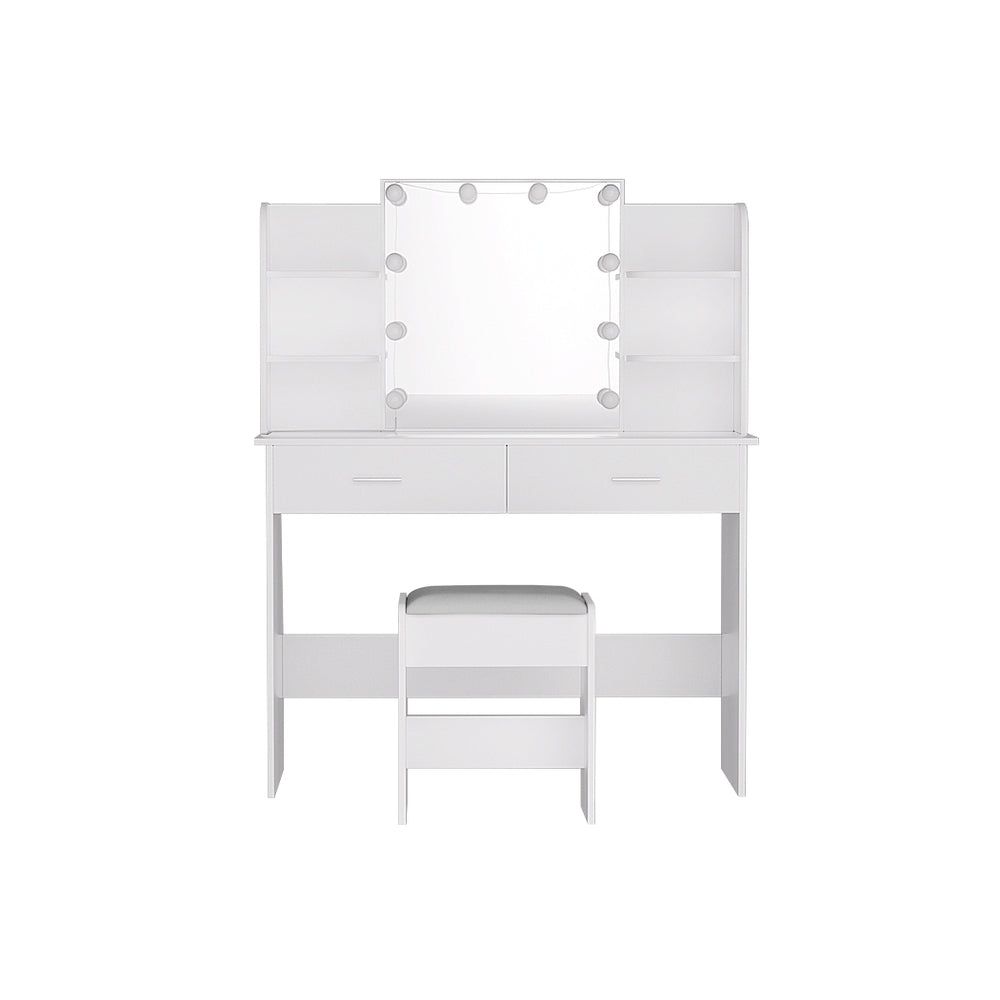 Artiss White Dressing Table Set with Stool & 10 LED Bulbs - Vanity Makeup Desk for Bedroom, Bathroom & Home Decor (Dulcea Collection)