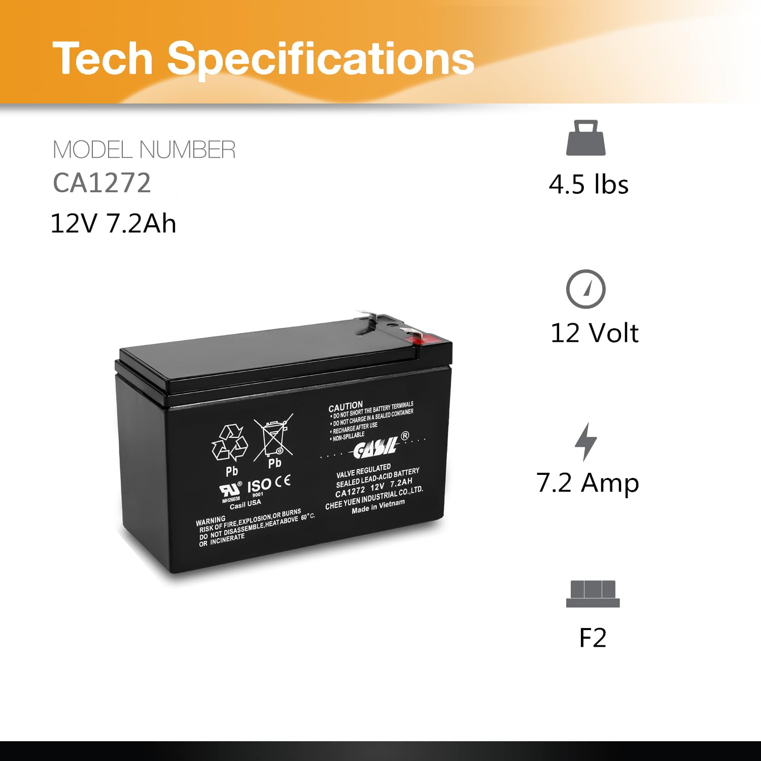 Casil 12V 7.2AH Replacement Battery for APC Back-UPS XS 1000 (BX1000G) & Back-UPS RS 1500 - 2 Pack - Reliable Power Backup for Home Office, Computer, Router & Network Equipment