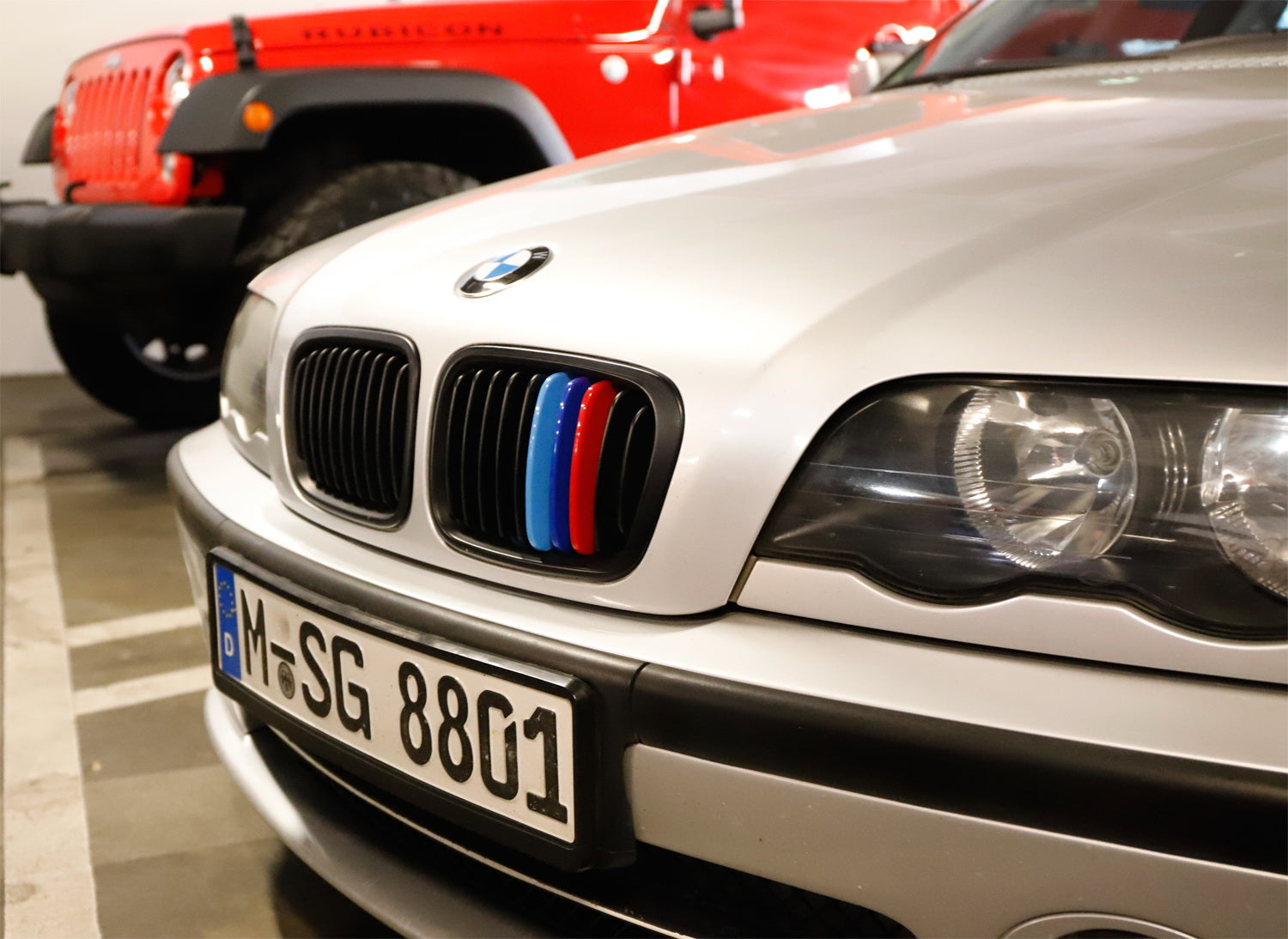 BMW E46 3 Series 4DR Grille Insert Trims (1999-2001) - ///M Colored 10 Beam Grill - Upgrade for Front Bumper & Custom Styling
