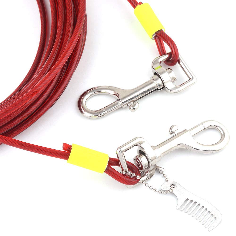 30FT Heavy Duty Dog Tie Out Cable - Strong Pet Leash for Large Dogs Up to 120LBS, Red Rope with Durable Hardware - Perfect for Outdoor Camping, Backyard, Hiking & Training (1 Pack)