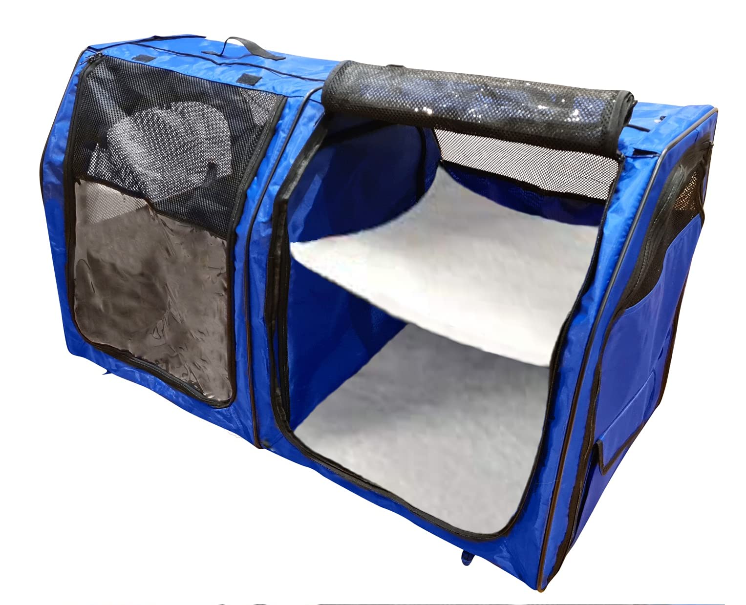 Portable Double Cat & Dog Kennel Crate - Foldable Pet House with Soft Mats for Home, Travel & Storage | Indoor, Outdoor & Car Use