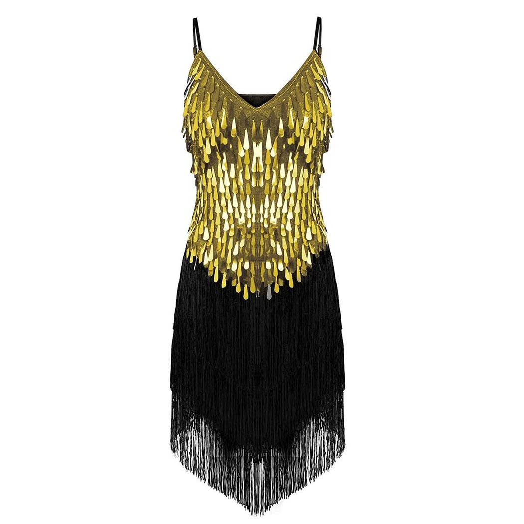 Victray Women's Latin Dance Skirt - Fringe Sequin Belly Dance Skirt for Salsa, Tango & Rave Parties | Sparkly Performance Costume for Dance Shows & Festivals