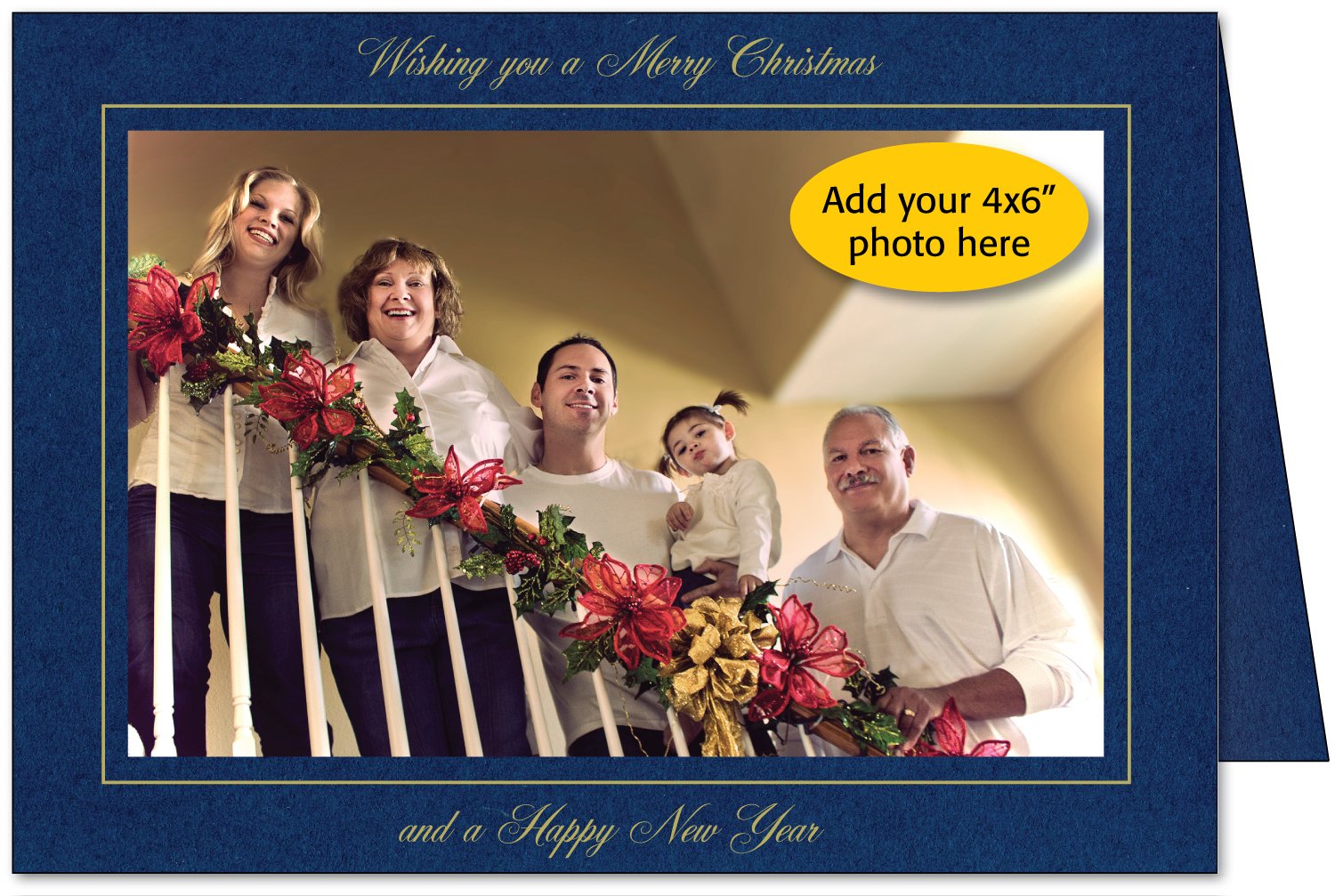 Premium 4x6 Photo Insert Cards with Envelopes - Deep Blue & Gold Ink Holiday Greeting Cards for Christmas & New Year - Pack of 10 - Perfect for Family Photos, Scrapbooking & Seasonal Wishes