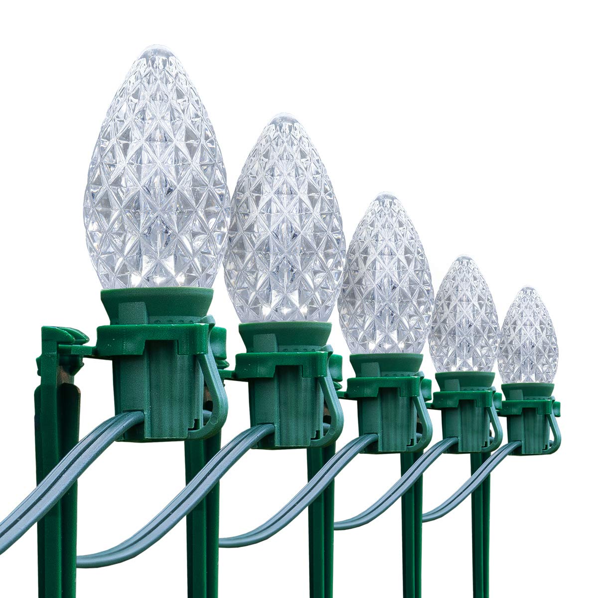 100' OptiCore LED C7 Cool White Commercial Pathway Christmas Lights - Outdoor Holiday Walkway Lighting with 7.5