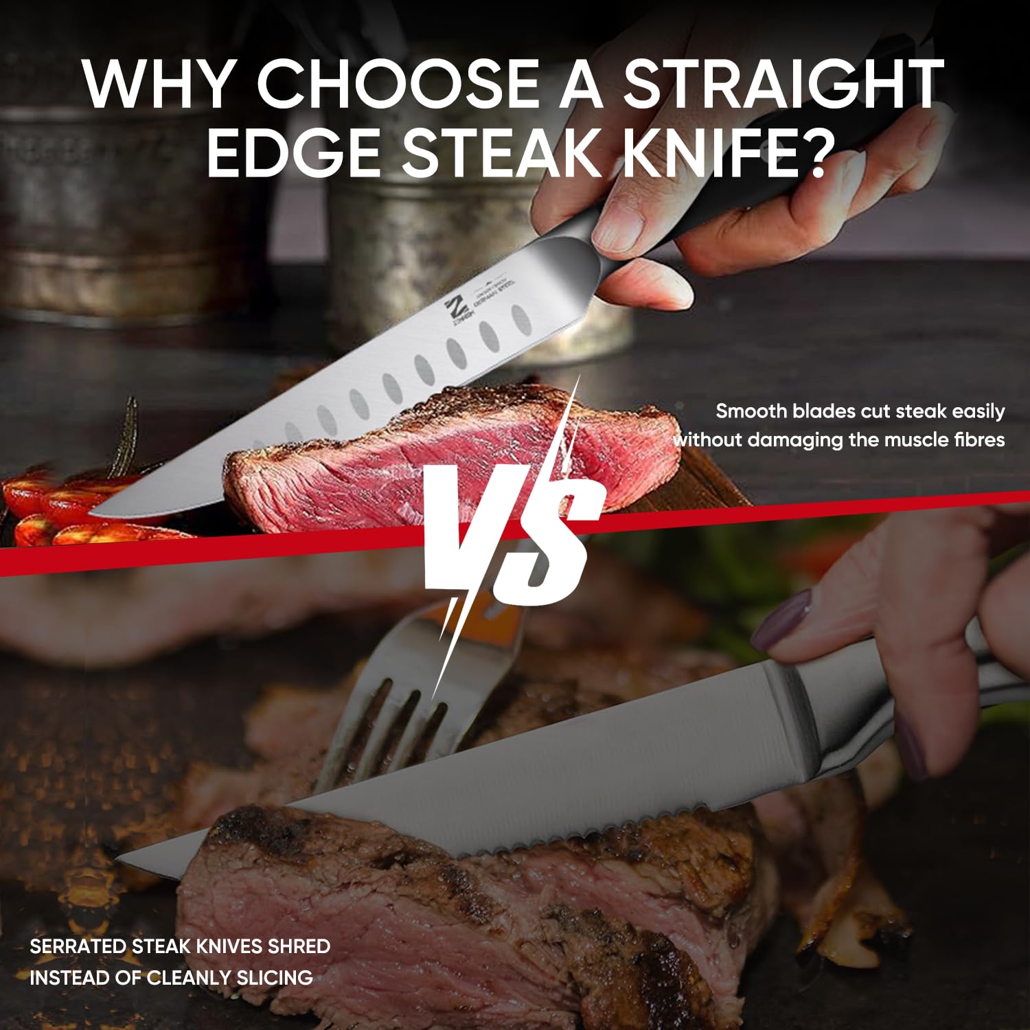Premium 5 Inch Steak Knives Set of 4 - High-Carbon 1.4116 German Steel Blades with Full Tang & Ergonomic G10 Handle - Elegant Gift Box - Perfect for Steak Dinners, BBQ Parties & Fine Dining Experience