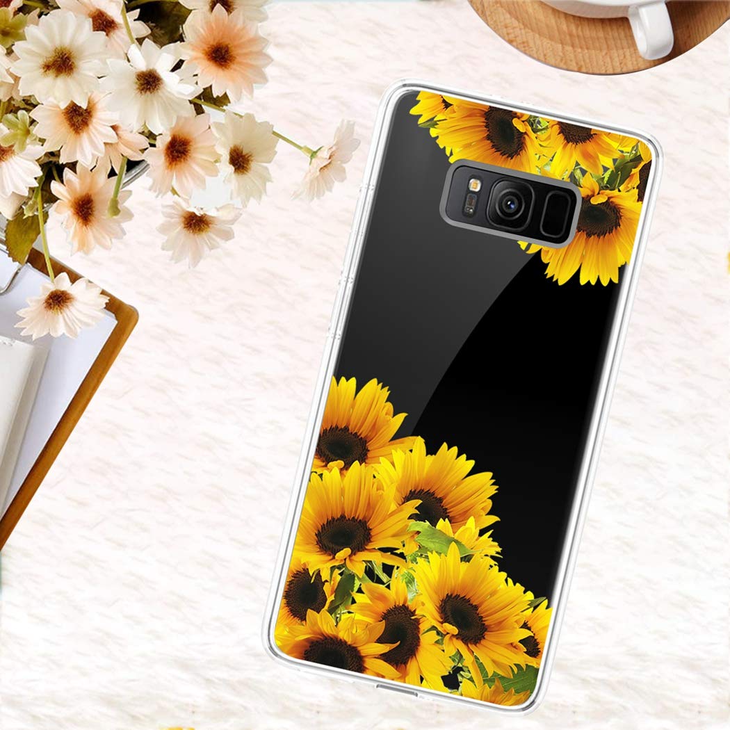 Cute Clear Slim Shockproof Sunflower TPU Case for Samsung Galaxy S8 - Soft Flexible Protective Cover for Women & Girls - Perfect for Everyday Use, Work, and Outdoor Activities