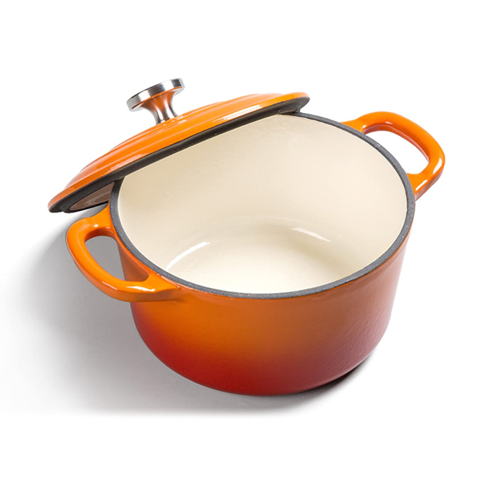 1.08/1.27 Quart Enameled Cast Iron Dutch Oven - Non-Stick Round Ceramic Casserole Pan Pot (Orange, 1.4L) - Perfect for Baking, Roasting & Serving Dishes at Home or Outdoor Camping