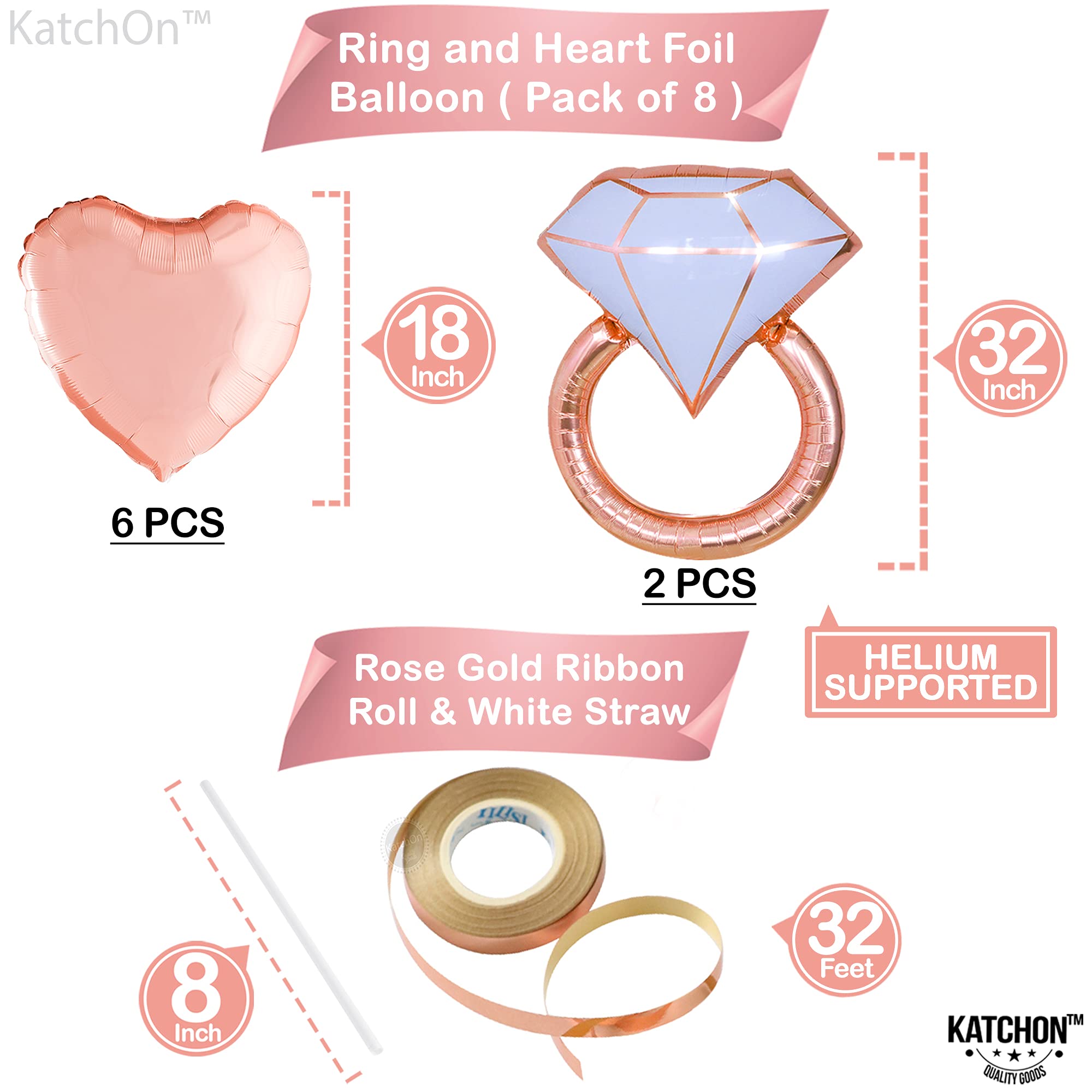 KatchOn Rose Gold Bride To Be Balloons - Pack of 17 | Wedding Decorations for Bridal Shower, Bachelorette Party & Rehearsal Dinner | Elegant Rose Gold Bridal Balloon Decor for Wedding Venue, Photo Backdrop & Party Centerpieces