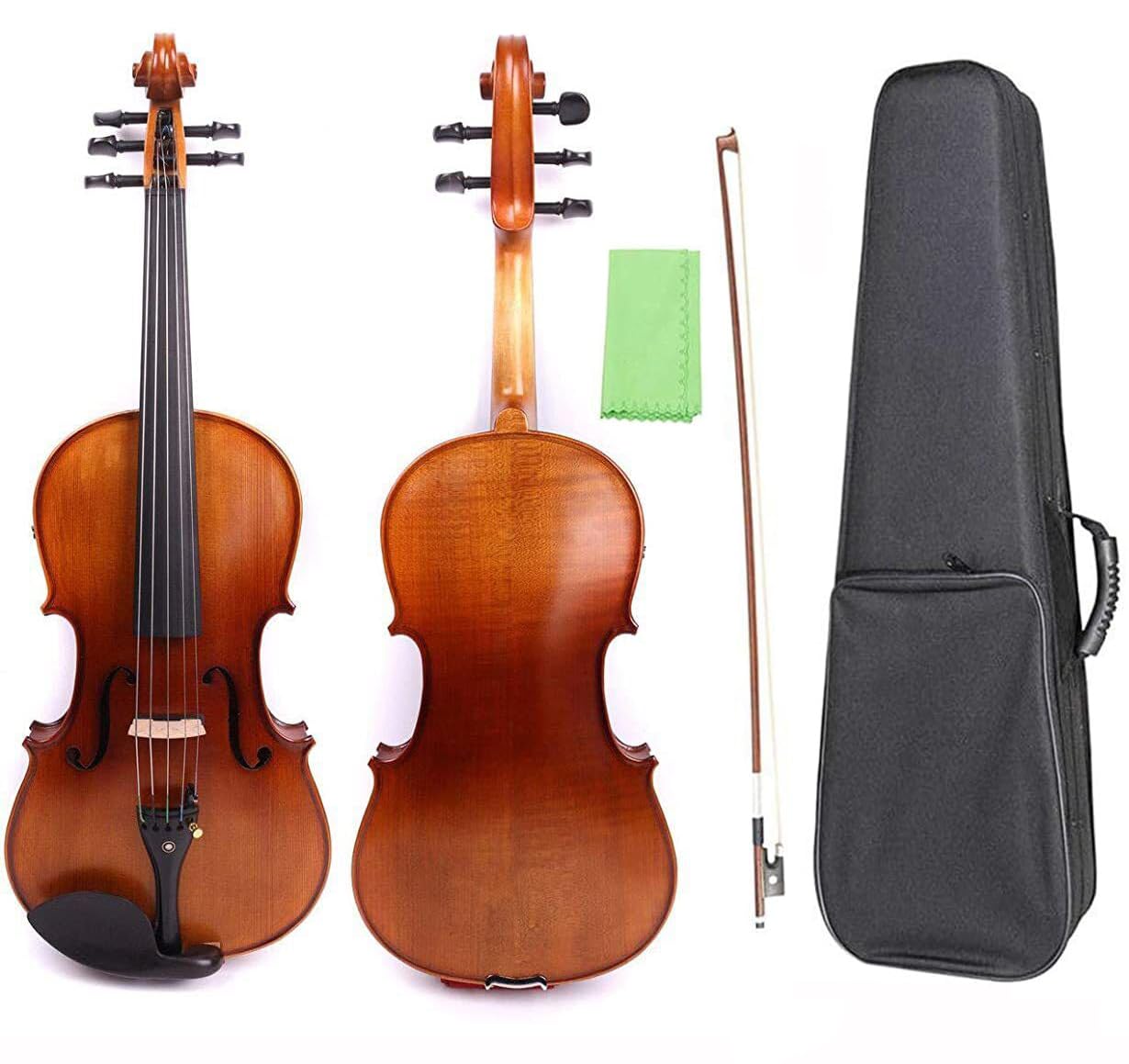 5 String Viola 16 Inch - Full Size Maple Wood Back, Spruce Wood Top with Ebony Fingerboard - Includes Bow, Backpack & Accessories - Perfect for Professional Performances, Music Students & Orchestra Practice