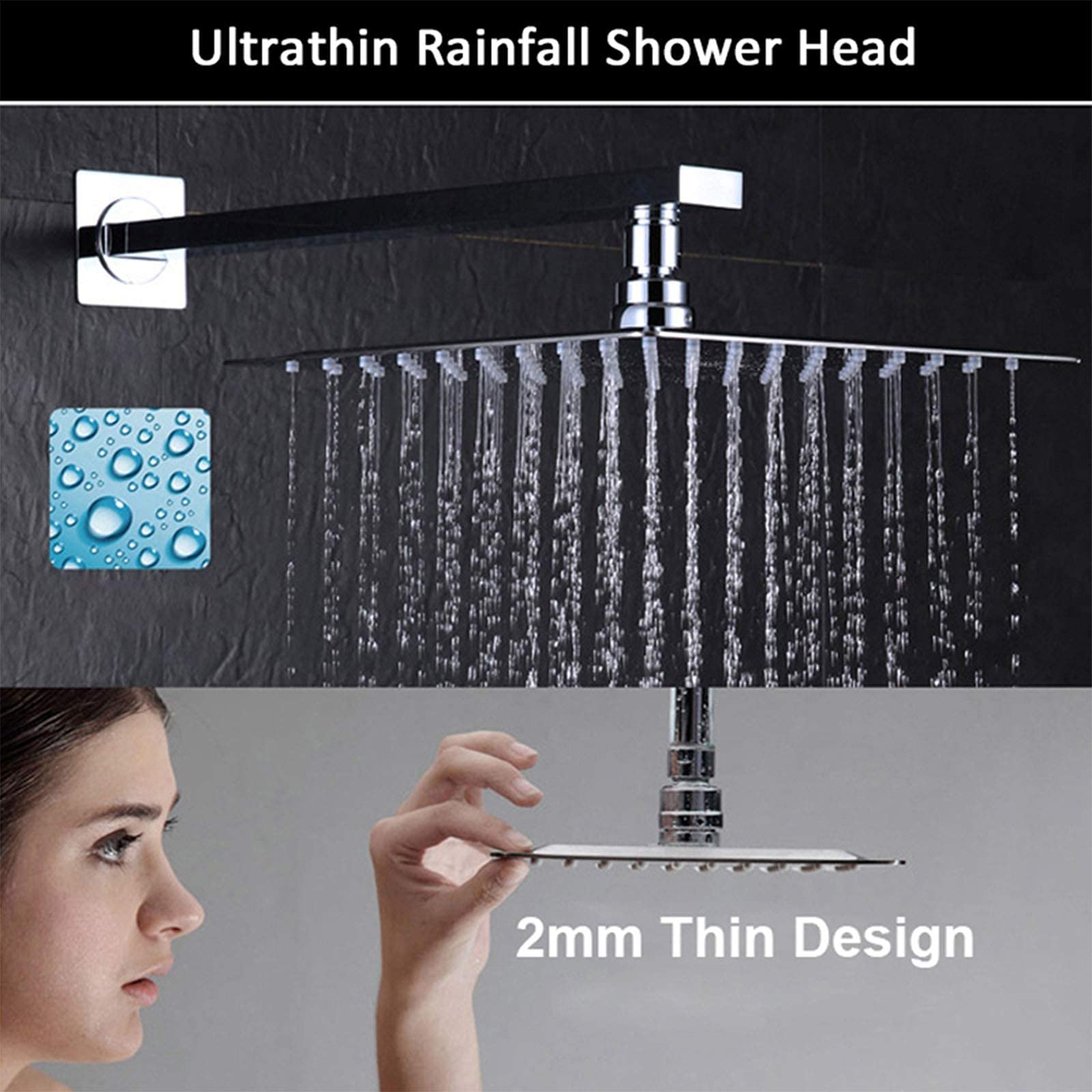 CHLDDHC Chrome Digital Display Rain Shower System - 3 Mode Wall Mounted Shower Faucet Set with Mixer Tap | Perfect for Modern Bathroom & Spa Experience