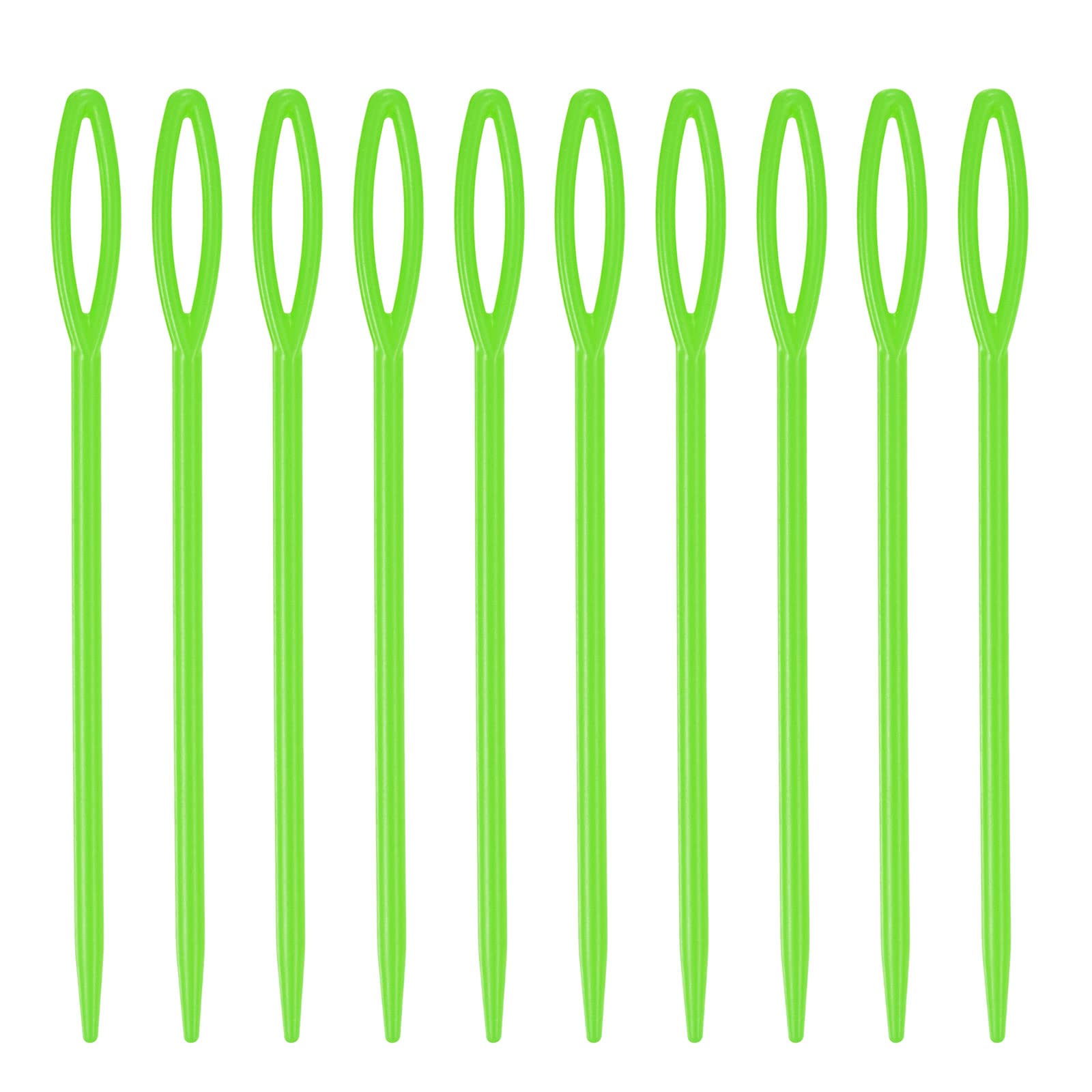 HARFINGTON 100pcs Plastic Sewing Needles - 9cm Large Eye Blunt Needles for Handmade Crafts, DIY Sewing & Stitching Projects - Perfect for Beginners, Kids & Fabric Arts (Green) | Ideal for Quilting, Embroidery, Cross-Stitch & Costume Making