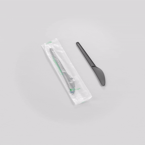 Eco-Friendly Black CPLA Plastic Knives - Compostable, Heat Resistant Cutlery (6.5