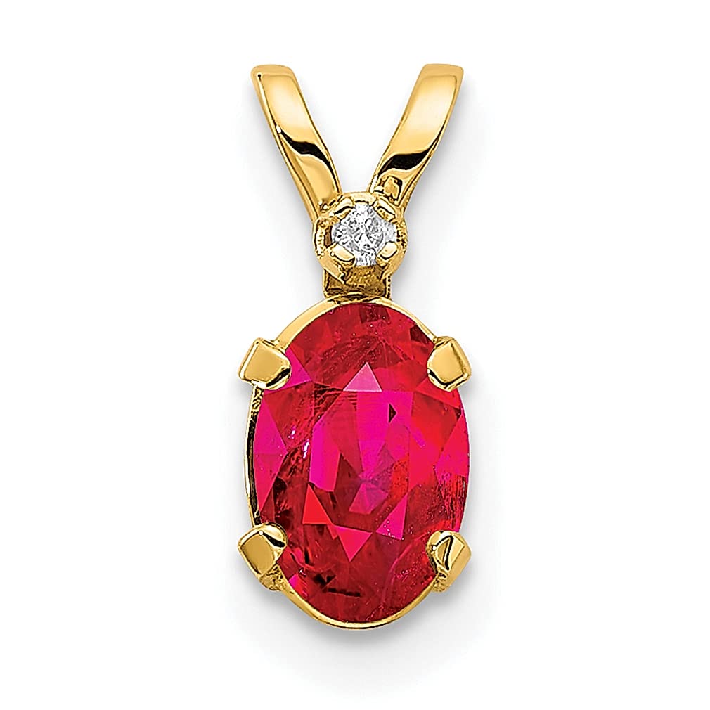 14K Yellow Gold Diamond & Red Ruby July Birthstone Pendant Necklace for Women | Elegant Fine Jewelry Gift for Her | Perfect for Anniversaries, Birthdays & Special Occasions