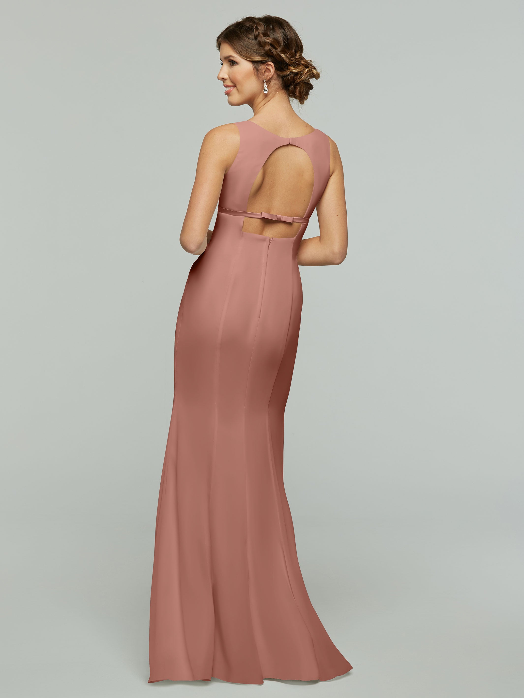Elegant V-Neck Chiffon Bridesmaid Dress with Satin Ribbon Waist - Perfect for Weddings, Formal Events & Special Occasions