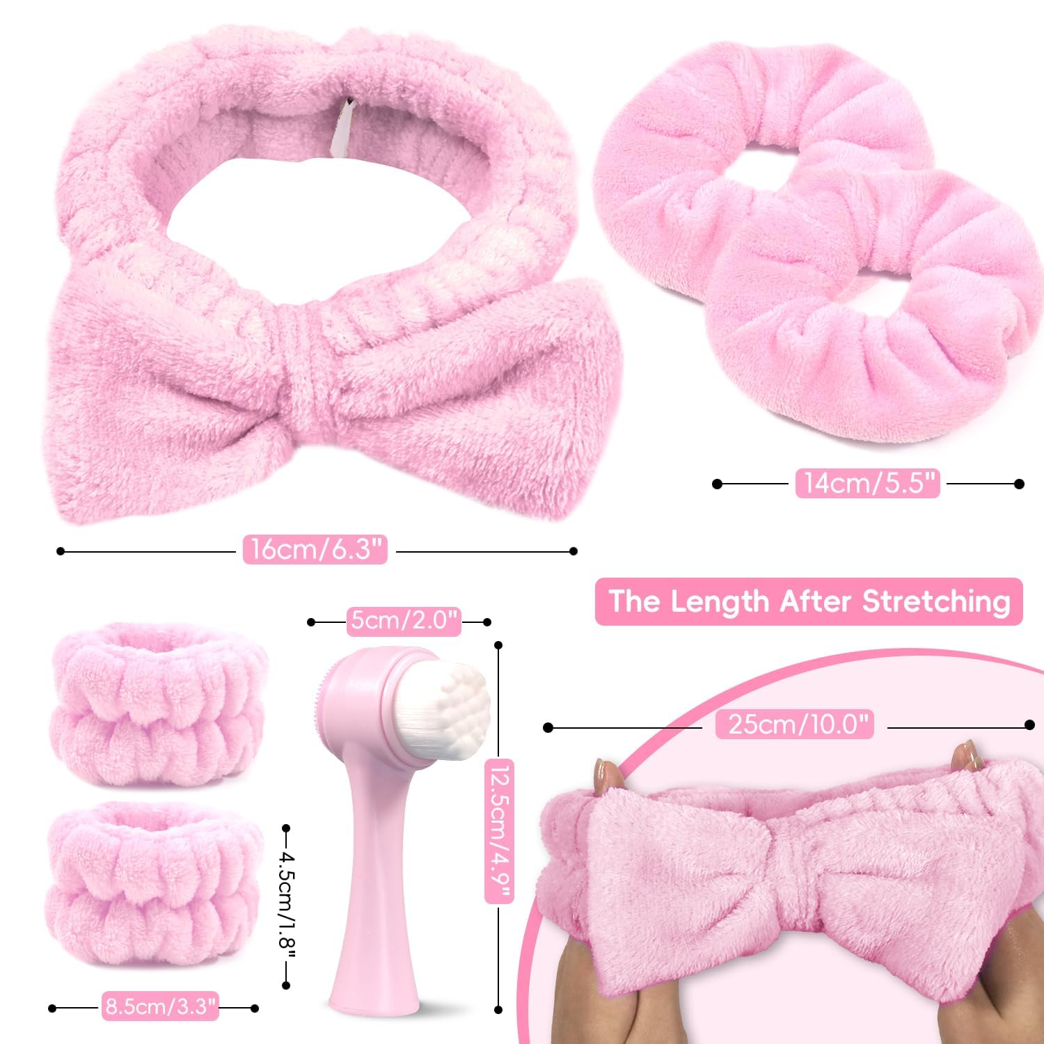 **Cosluxe Double-Sided Silicone Facial Cleansing Brush & Spa Headband Set – Gentle Exfoliating & Deep Pore Cleansing for Glowing Skin | Perfect for Daily Skincare & Spa Routine**