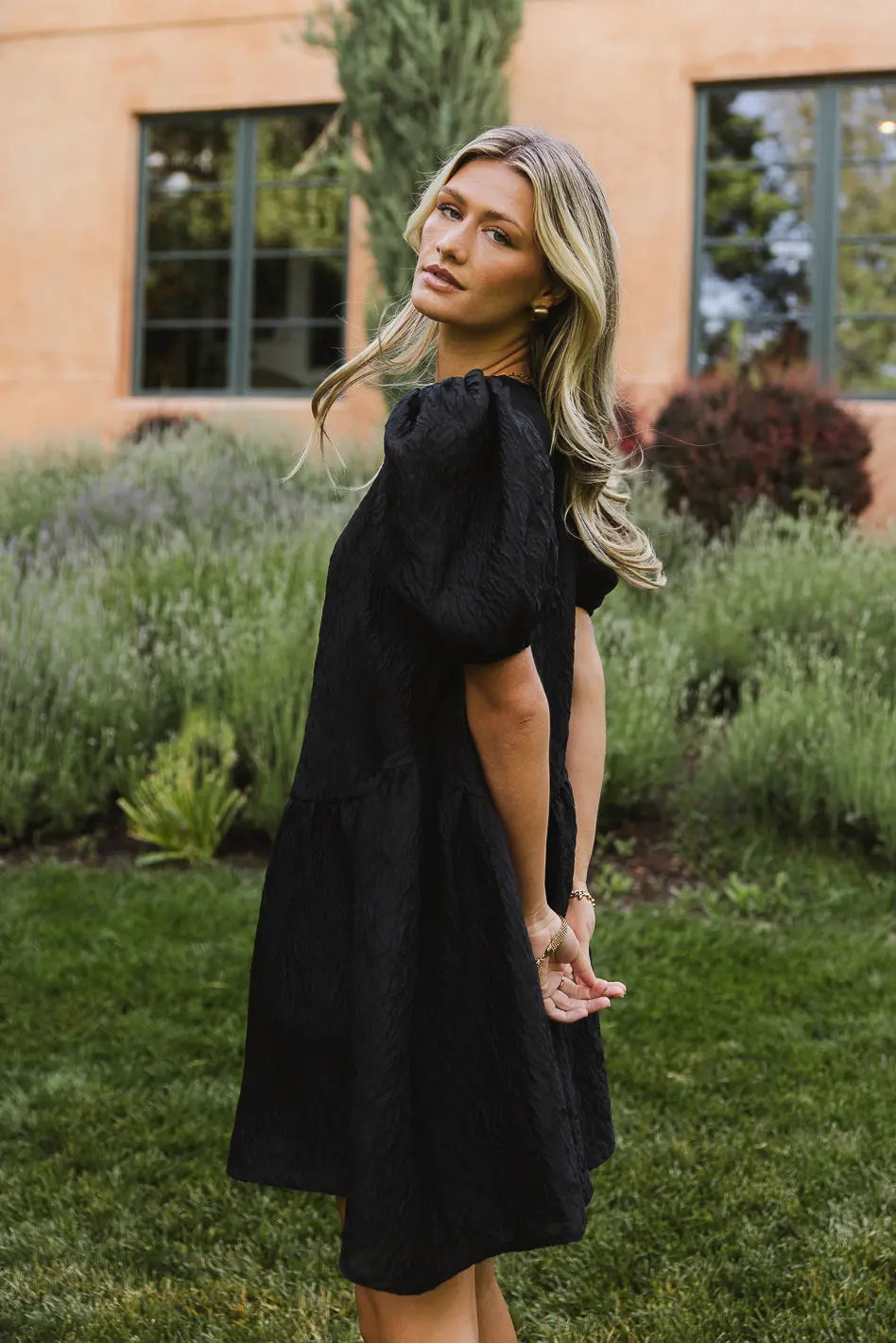 Maison Textured Mini Dress in Black - Elegant & Stylish for Evening Parties & Date Nights | FINAL SALE