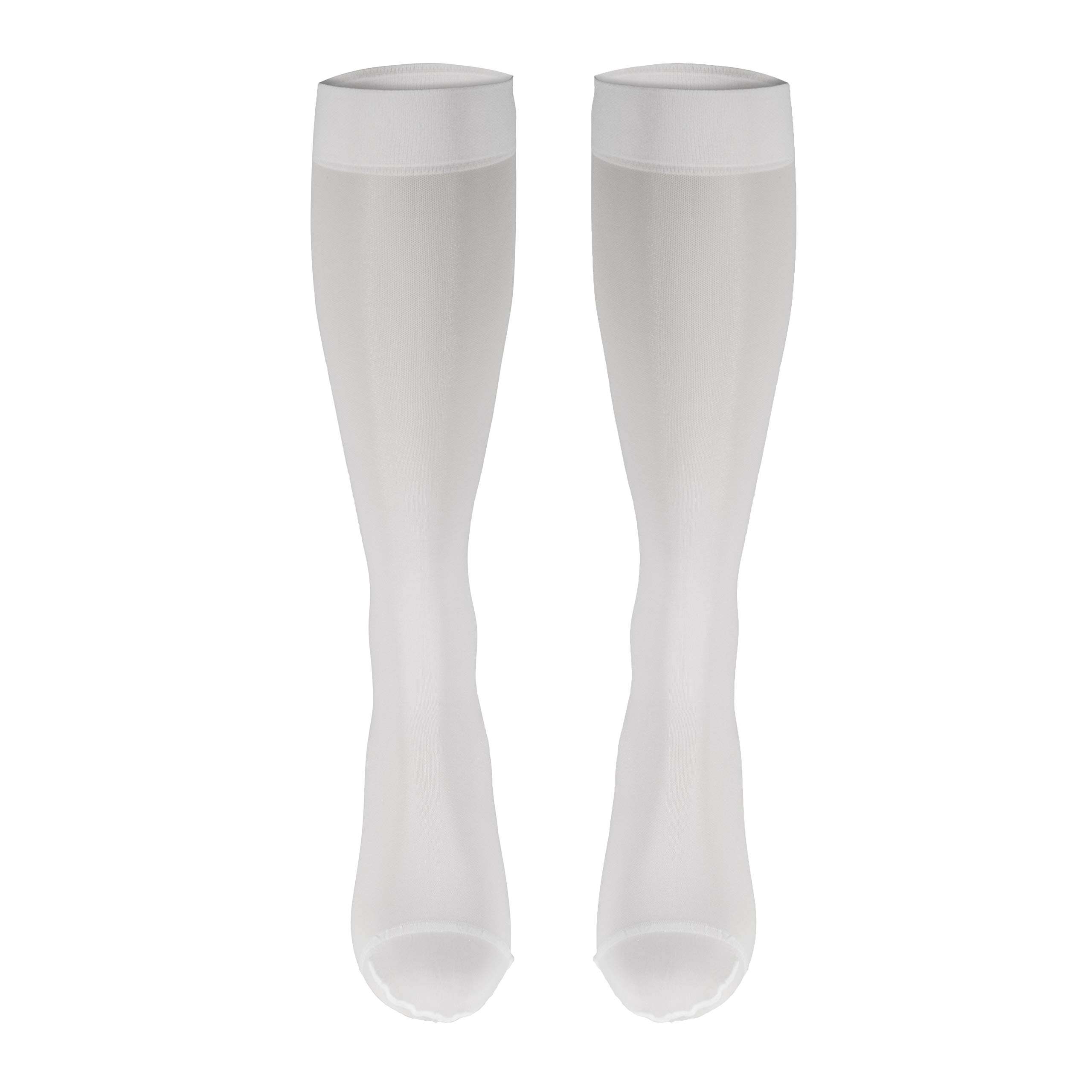 Truform Sheer Compression Stockings 15-20 mmHg for Women - Knee High, 20 Denier, White, Small - Perfect for Travel, Work & Varicose Vein Relief