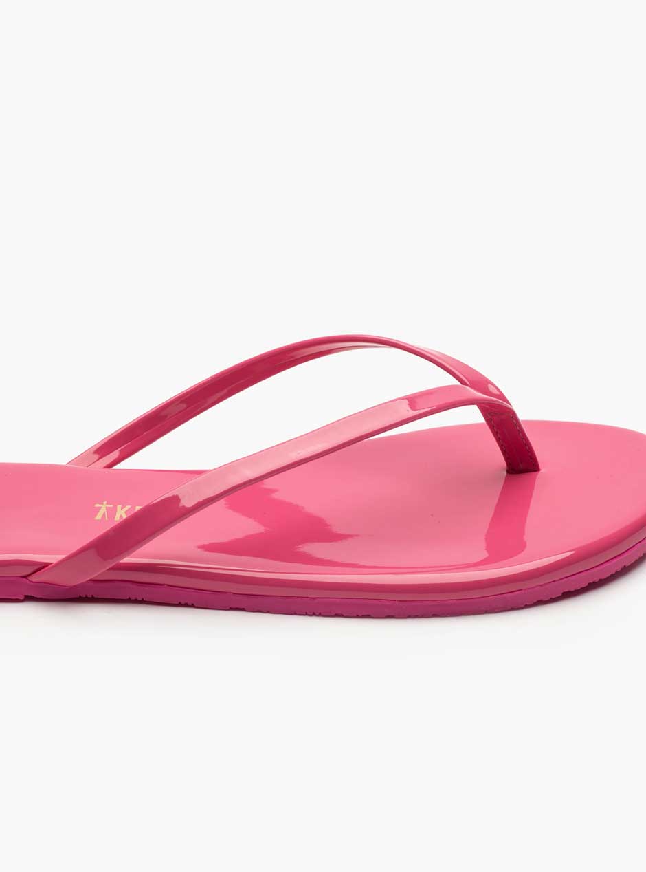 TKEES Women's Lily Patent Flip Flop Sandals - Hot Pink | Comfortable Summer Beach Slides for Women | Perfect for Pool, Vacation & Casual Outfits