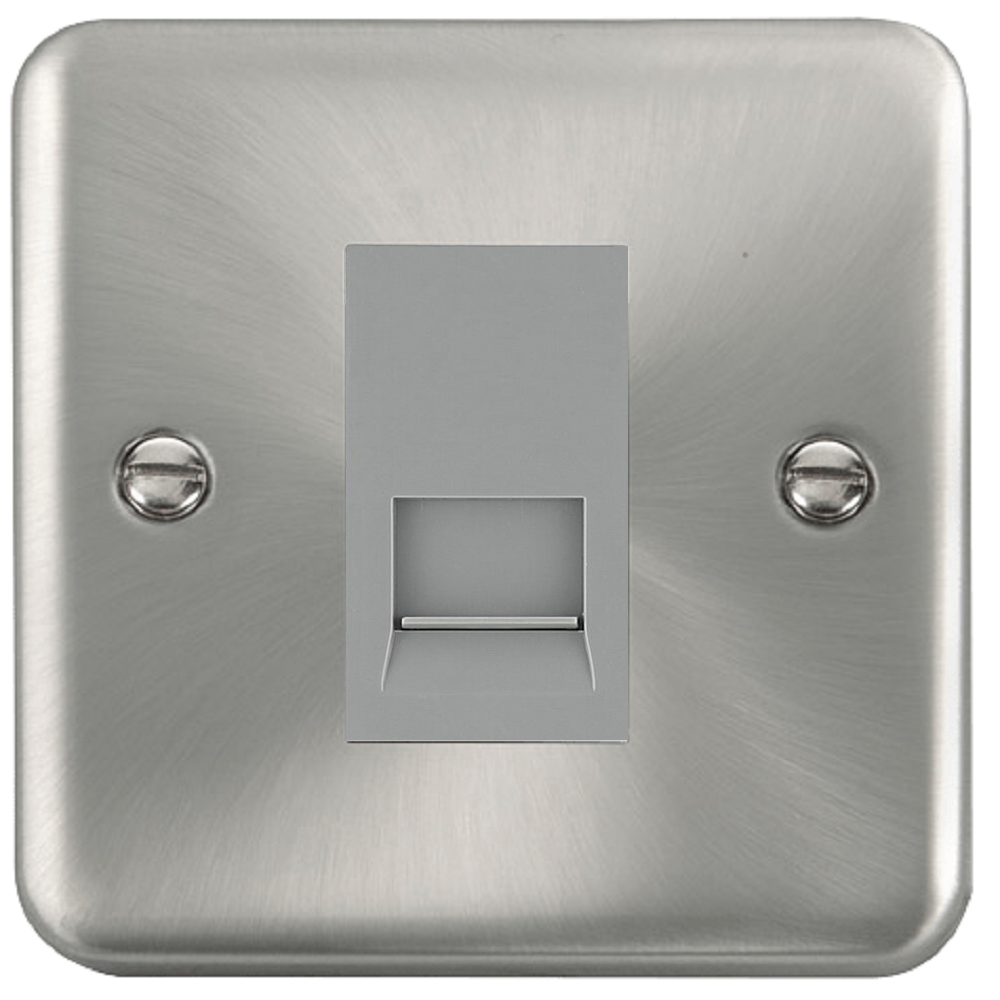 Click Deco Plus Satin Chrome Slave Telephone Socket DPSC125MGY - Vintage Style Phone Jack for Home Office & Retro Decor - Perfect for Landline Phones, DIY Projects, and Classic Interior Design
