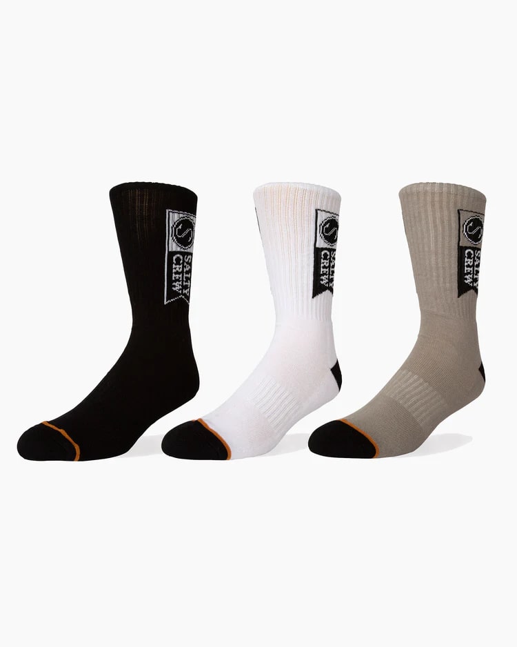 Salty Crew Alpha Socks 3 Pack - Premium Performance Socks for Men & Women - Comfortable & Durable for Outdoor Activities, Hiking, and Water Sports