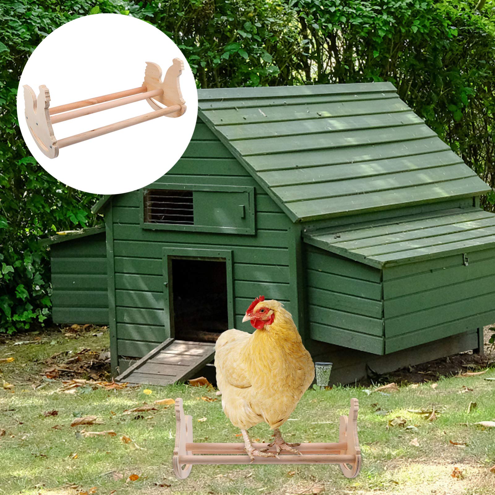 Balacoo Wooden Chicken Swing Stand Toy - Natural Bird Perch for Pigeons, Hens & Pet Birds - Durable Chew Toy for Chicken Coop & Aviary - Perfect for Play, Exercise & Stress Relief in Poultry & Bird Cages