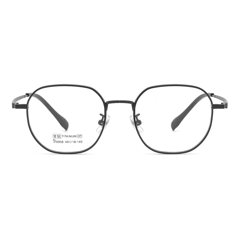 Bclear Unisex Full Rim Small Square Polygon Titanium Eyeglasses 6958 - Lightweight Durable Frame for Men & Women - Perfect for Reading, Work, and Everyday Fashion