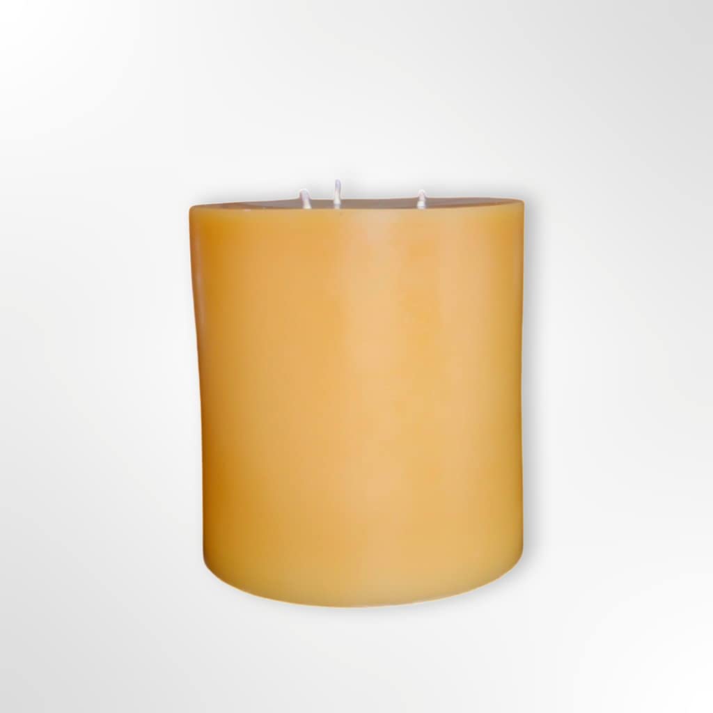 Extra Large Handmade Beeswax Pillar Candle - 3 Wick Jumbo Candle (6x6 Inches) | 100% Pure USA Natural Beeswax | 100 Hour Long Burn Time for Weddings, Home Decor & Relaxation