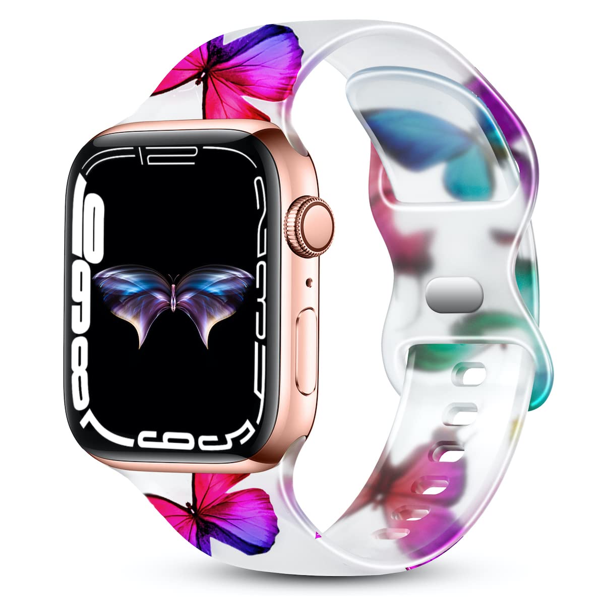 CreateGreat Clear Silicone Apple Watch Bands 38mm 40mm 41mm 42mm 44mm 45mm - Fadeless Printed Pattern Replacement Strap Compatible with iWatch SE & Series 8/7/6/5/4/3/2/1 for Men & Women - Perfect for Workouts, Swimming & Everyday Wear
