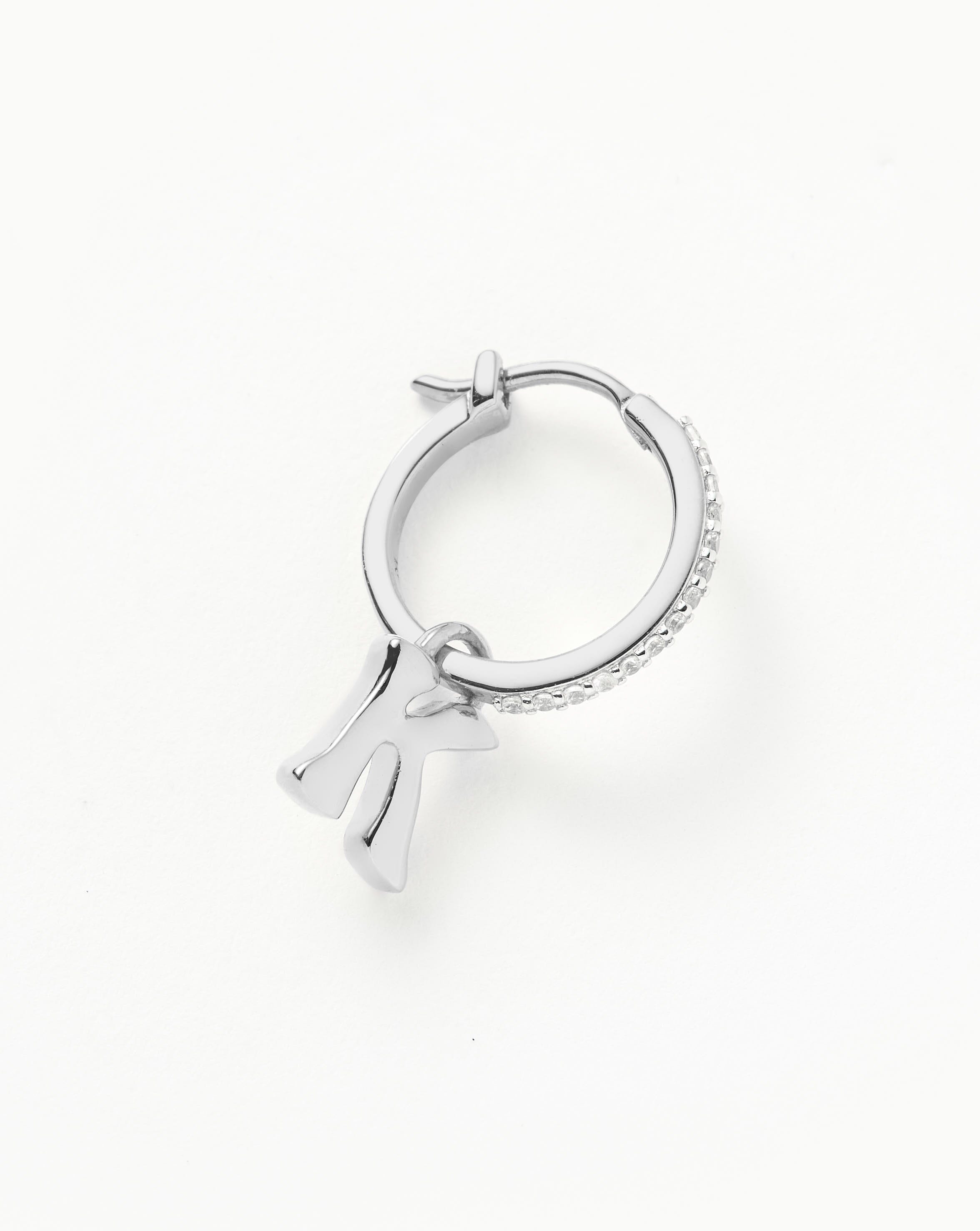 Personalized Initial K Sterling Silver Hoop Earrings - Elegant Monogram Jewelry for Women | Perfect for Gifts, Everyday Wear & Special Occasions
