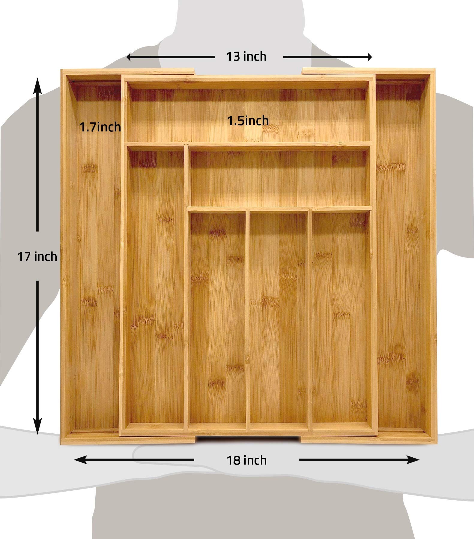 Utopia Kitchen Expandable Bamboo Silverware Organizer - 6-8 Slots Cutlery & Utensil Drawer Organizer for Knives, Forks, Spoons - Flatware Holder for Kitchen Storage (Natural, Pack of 5) | Perfect for Home, Restaurant & Office Organization