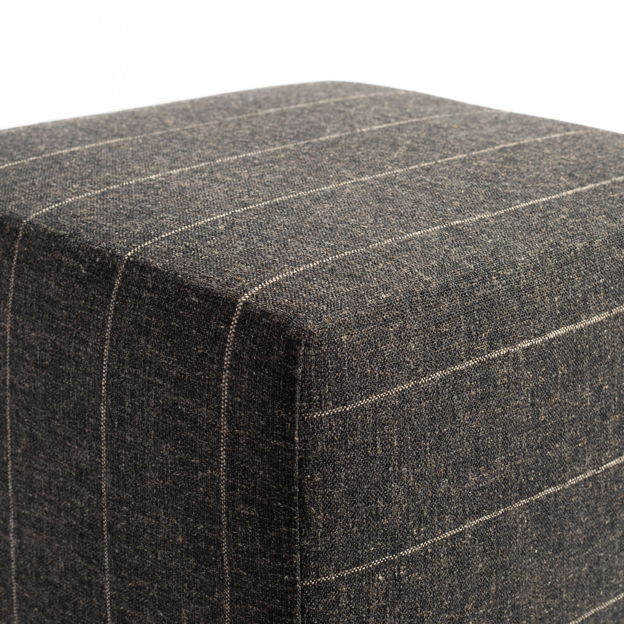 Dunrobin Stripe 16x16 Cube Ottoman in Sable Brown - Modern Storage Footrest for Living Room, Bedroom & Office