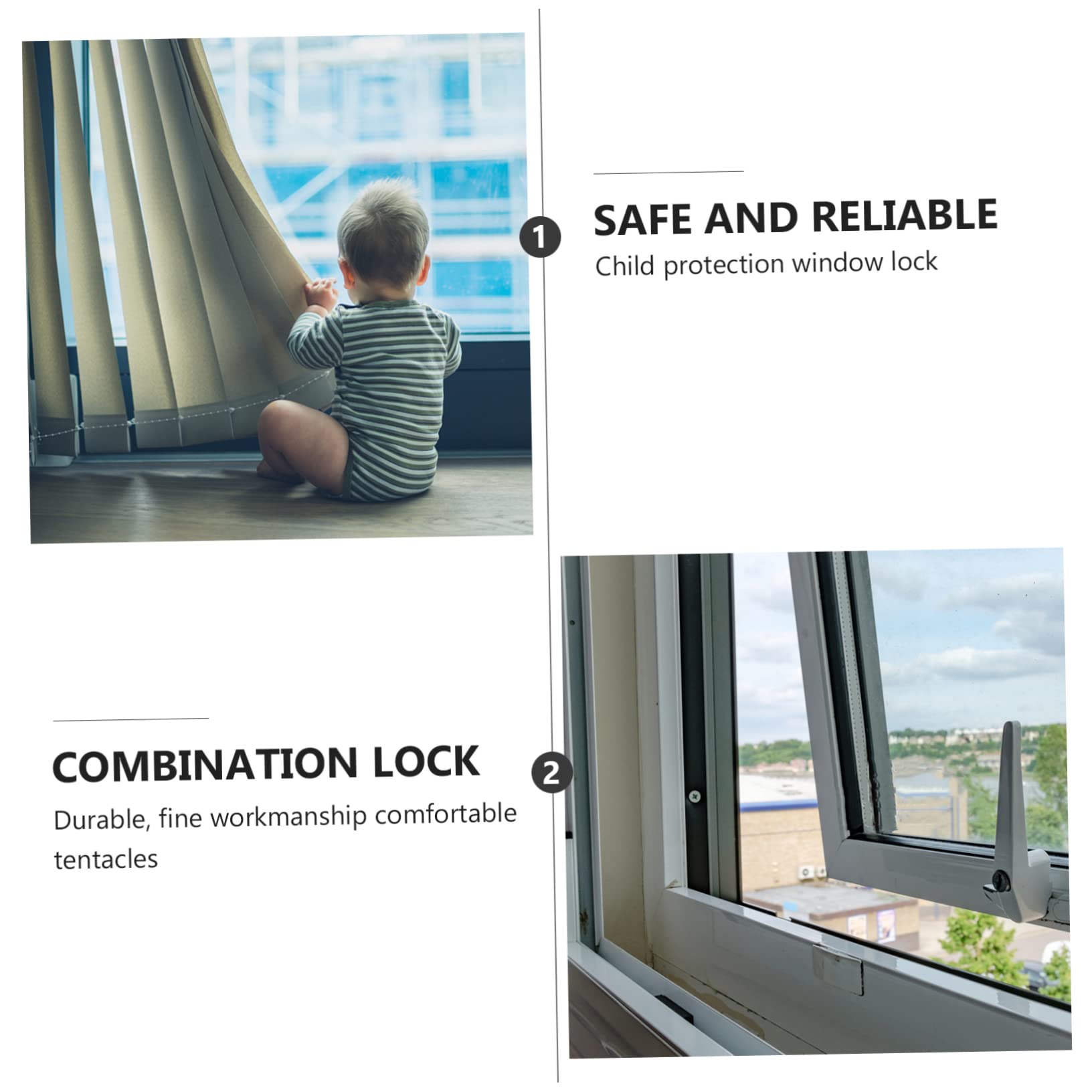 FOYTOKI 4-Piece Sliding Window Lock Set with Key - Home & Office Security, Child Safety, Anti-Theft Protection - Easy No-Tool Installation for Windows, Doors, Balconies & Patios