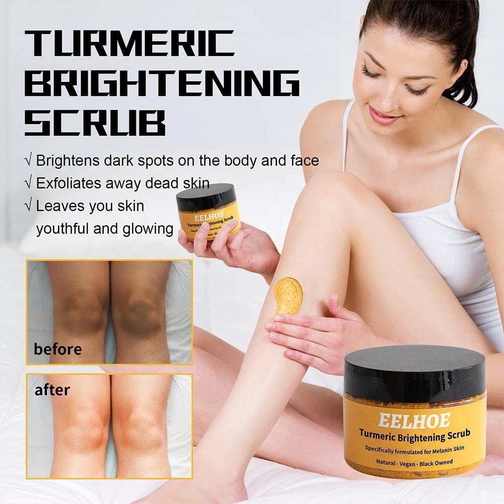 100g Turmeric Body Scrub - Exfoliating & Brightening Skin Treatment for Dark Spots & Melanin - Moisturizing & Skin Clearing Formula - Wholesale Bulk - Perfect for Spa, Home Skincare & Gift Sets