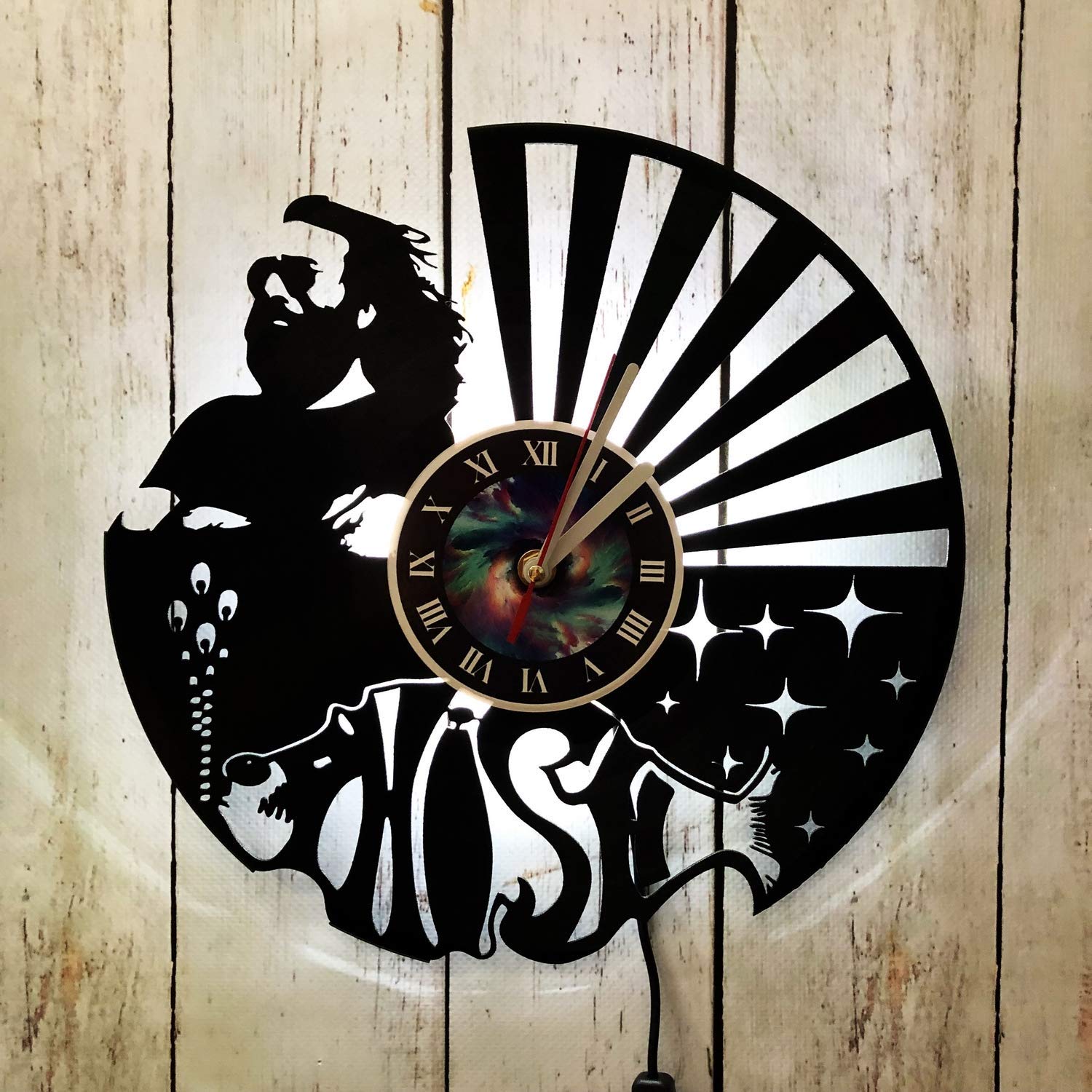 Phish Band LED Wall Clock with Vinyl Backlight - Creative Night Atmosphere Light for Living Room Decor | Cool Classic LED Time Clock with Light for Home & Office Use