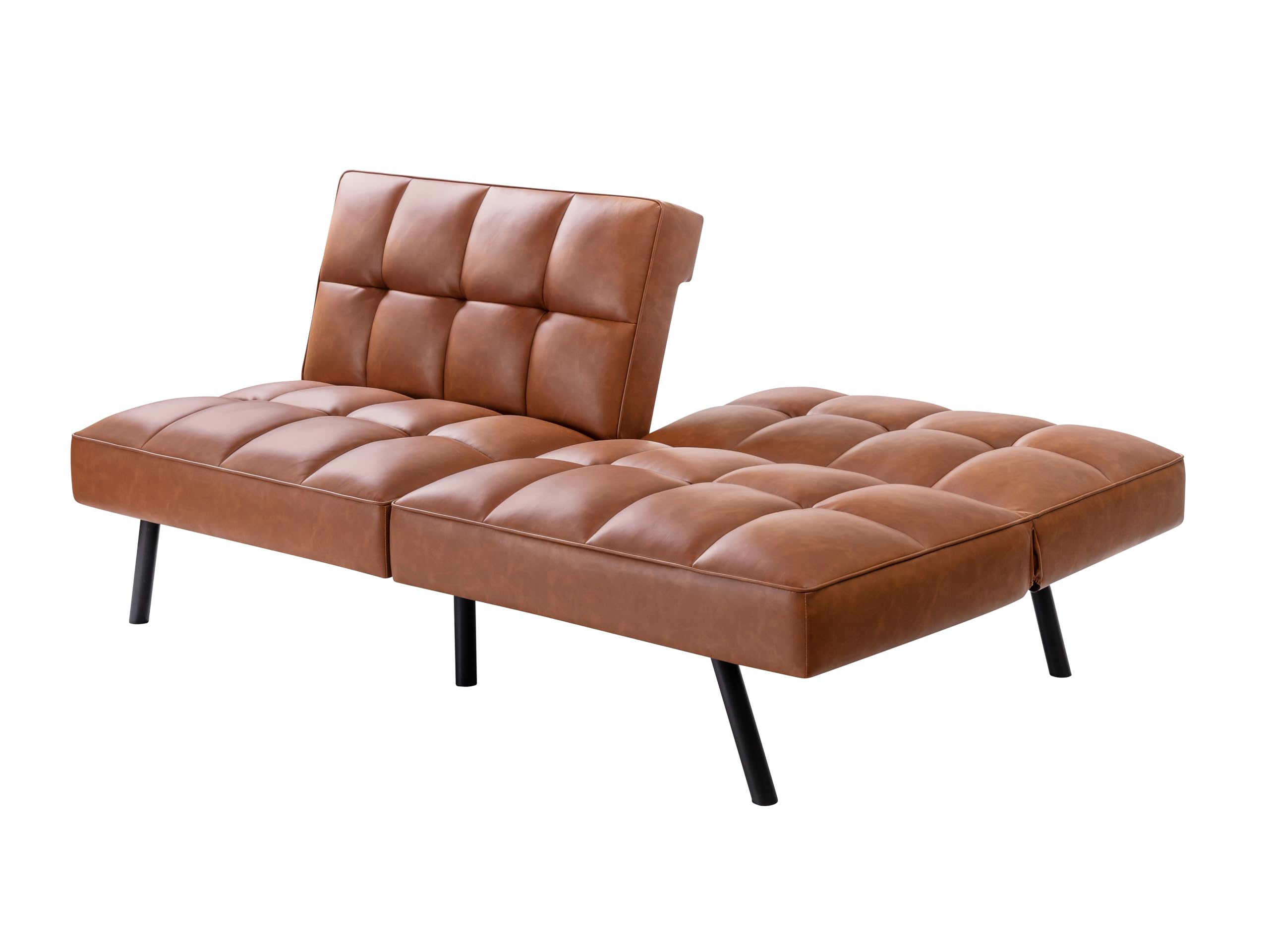 Convertible Futon Sofa Bed with Memory Foam - Split Back & Seat Design in Brown | Comfortable Loveseat for Small Spaces, Guest Room & Studio Apartments | Perfect for Lounging, Sleeping & Space Saving Solutions