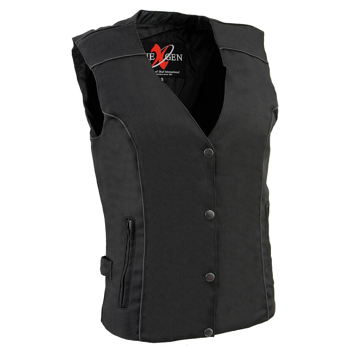 Milwaukee Leather SH1955 Women's Black Textile Motorcycle Vest with Wing Embroidery - Perfect for Biker Ladies, Motorcycle Riders & Outdoor Adventures