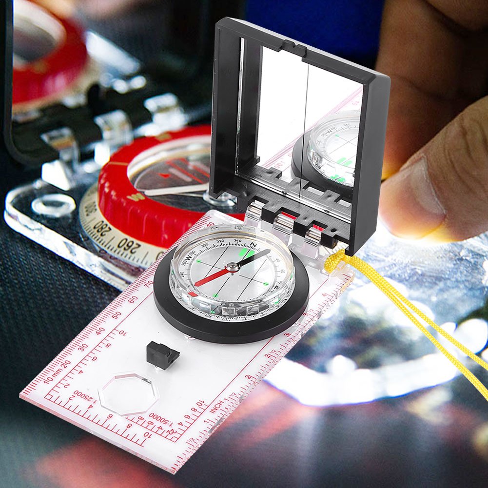Premium Multi-Functional Map Compass with Mirror, Ruler & Declination - Perfect for Camping, Hiking, Fishing, Orienteering & Outdoor Navigation - Essential Survival Gear for Adventurers