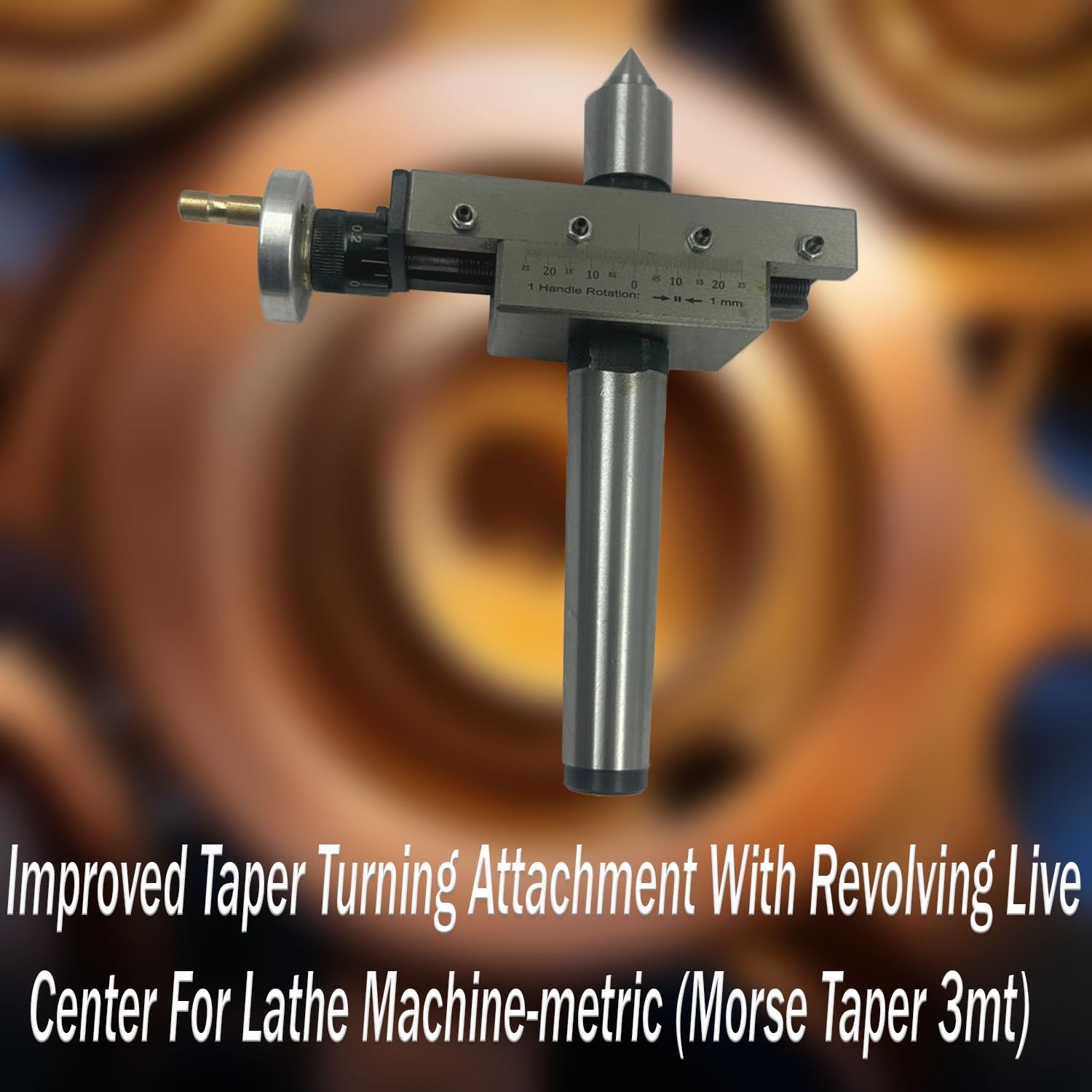 High Precision Taper Turning Attachment with Revolving Live Center for Lathe Machines - Metric (Morse Taper 3MT) | Perfect for Metalworking, Woodturning & DIY Projects