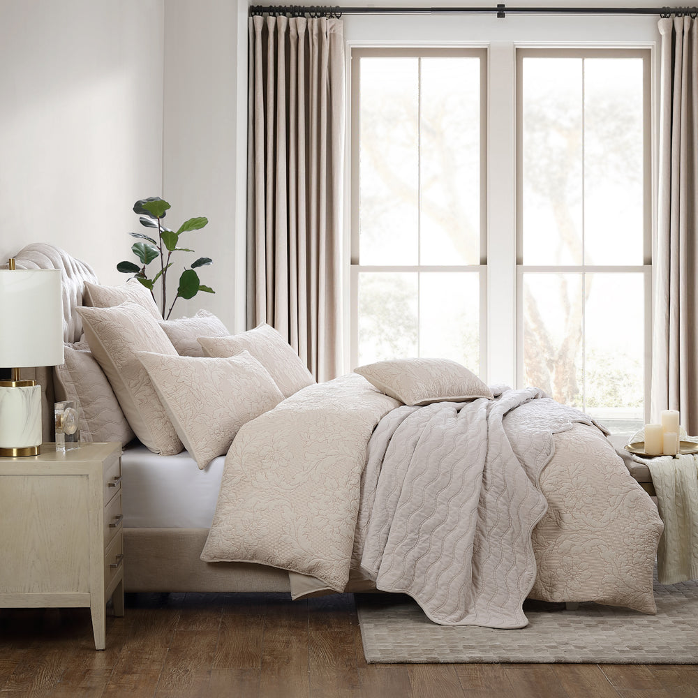 Luxury Fleur Sand Quilt Cover Set - Super King Size Bedding | Soft & Breathable Cotton Duvet Cover for Master Bedroom Decor | Perfect for Hotel-Style Comfort & Elegant Home Styling