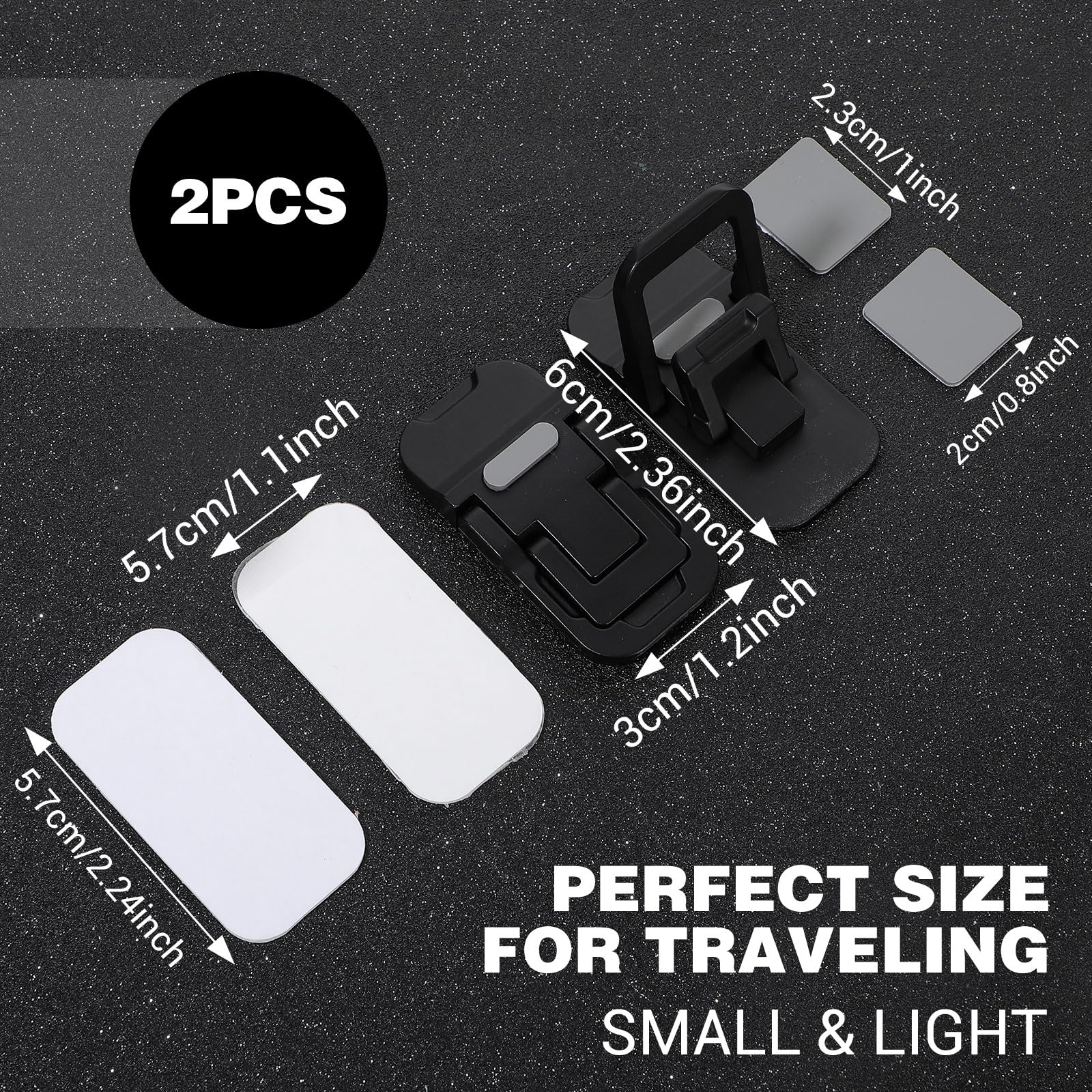 2pcs Adjustable Foldable Keyboard Stand for Laptop & Computer - Dual Tilt Angle, Portable & Self-Adhesive Desk Riser - Perfect for Office, Home & Travel Workspaces (Black)