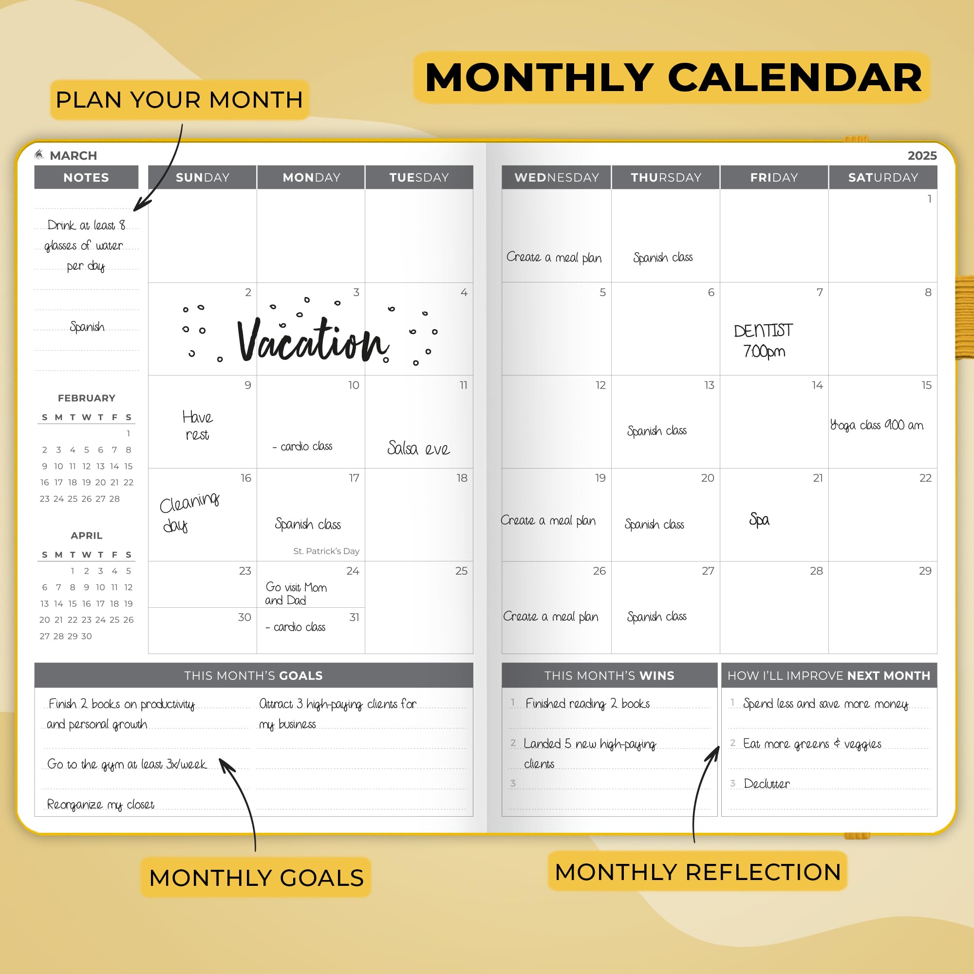 Clever Fox Dated Planner 2025-2026 - Weekly Life Planner Notebook for Time Management with Habits Tracker & To-Do List (Amber Yellow) - Perfect for Students, Professionals & Goal Setting