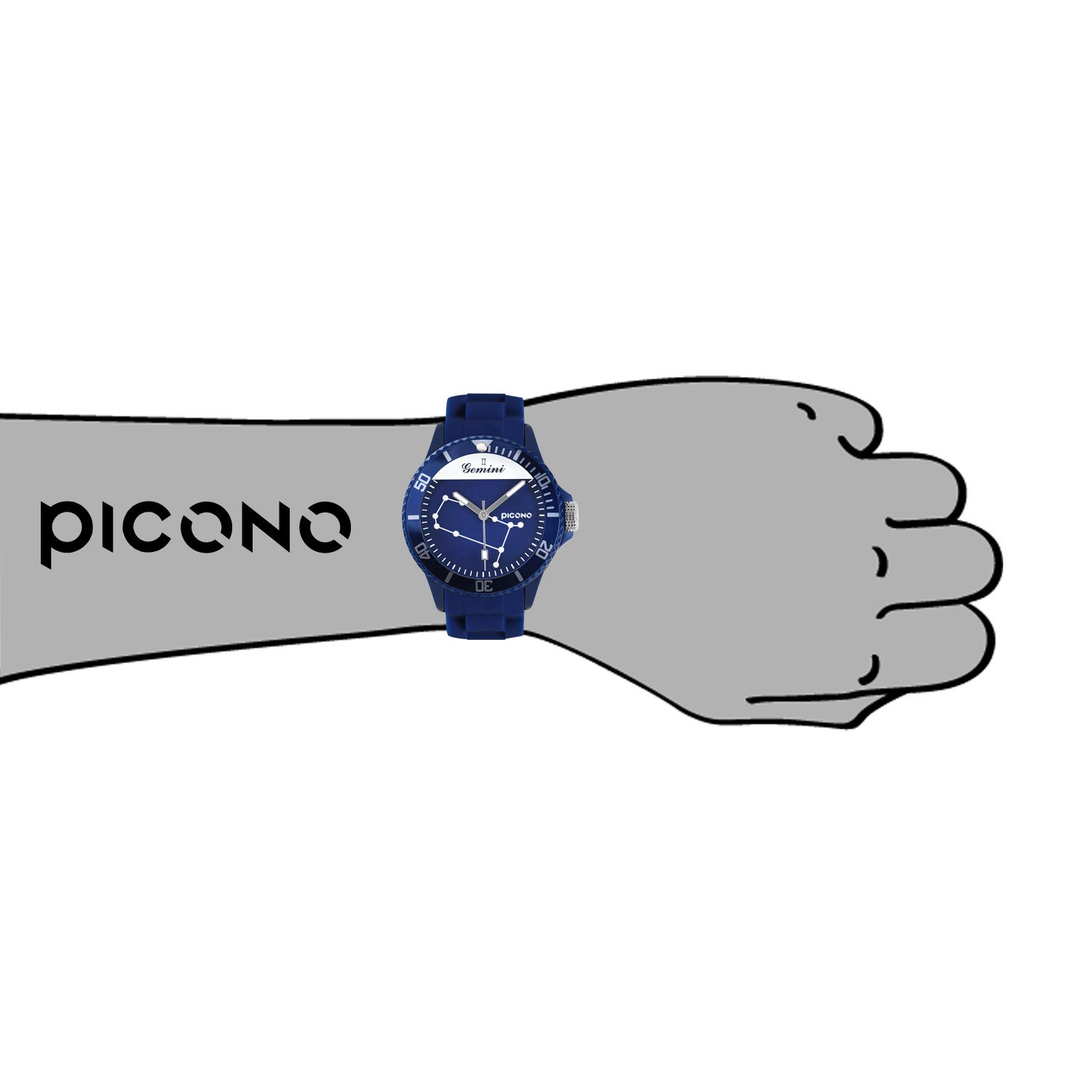 PICONO Meteor Water Resistant Analog Quartz Watch for Men - Gemini Zodiac Sign Inspired Timepiece | Perfect for Swimming, Outdoor Activities & Daily Wear