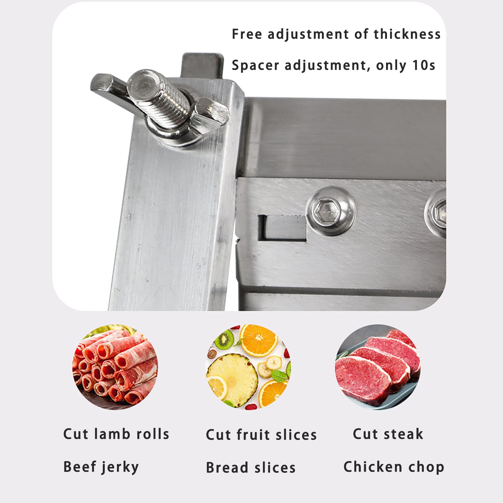 BJHYN Manual Meat Slicer - Adjustable 0.1-20mm Thickness for Beef, Mutton, Cheese - Stainless Steel Frozen Food Slicer - Perfect for Deli, Home Kitchen & Restaurant Use
