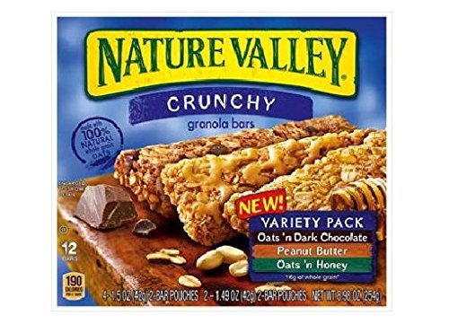 Nature Valley Crunchy Granola Bars Variety Pack - 6 Boxes (Oats 'n Dark Chocolate, Peanut Butter, Oats 'n Honey) | Healthy Snacks for Hiking, Office & School Lunch | Gluten Free Breakfast Bars