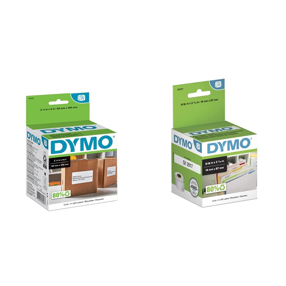 DYMO LW Standard Shipping Labels & LW 1-Up File Folder Labels for LabelWriter Printers - 2-1/8