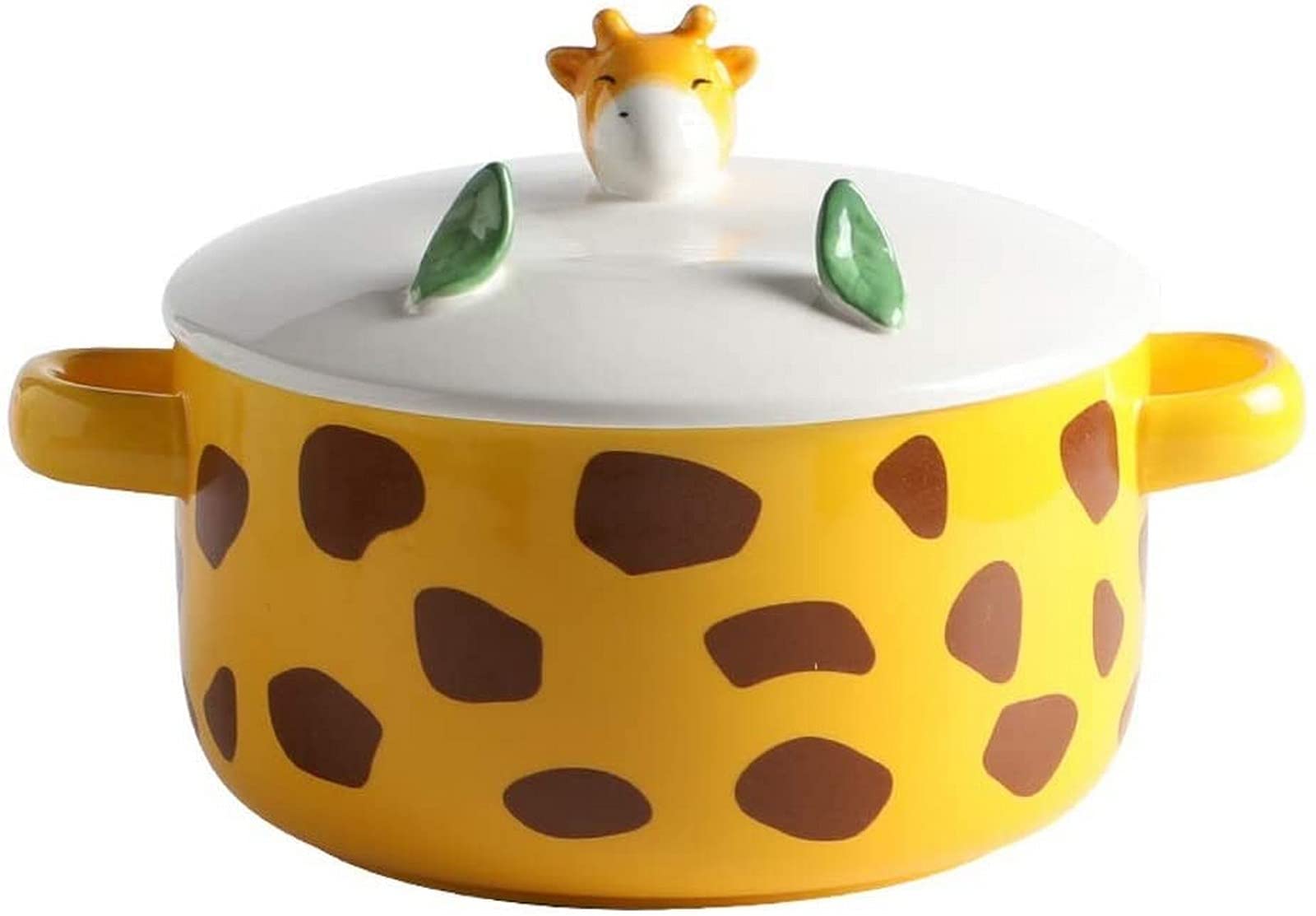 Creative Giraffe Ceramic Soup Bowl with Lid 950ml - Perfect for Noodles & Salads