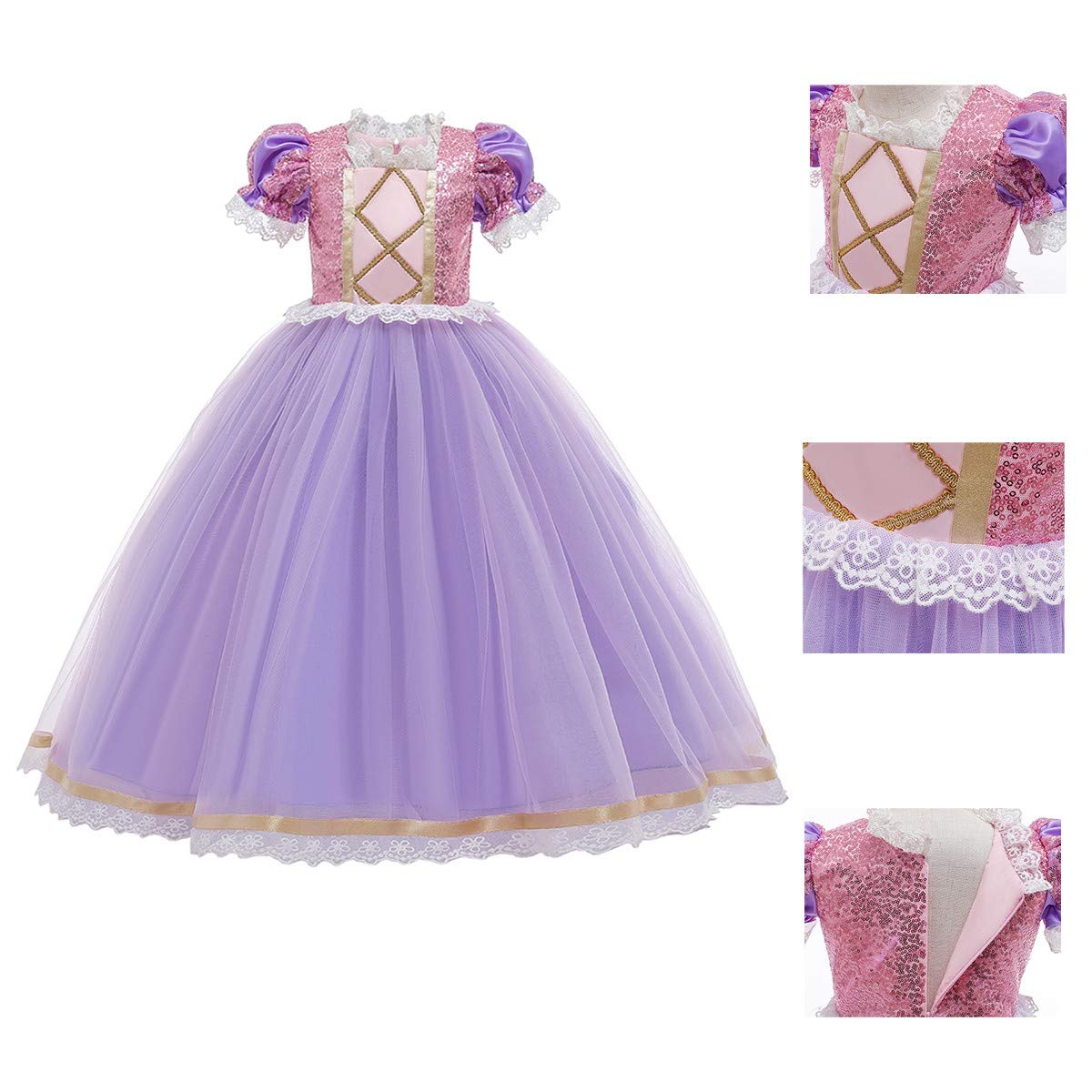 Sofia Princess Birthday Dress for Girls | Rapunzel Halloween Costume & Christmas Party Gown with Accessories | Perfect for Pageants, Evening Events & Dress-Up Play