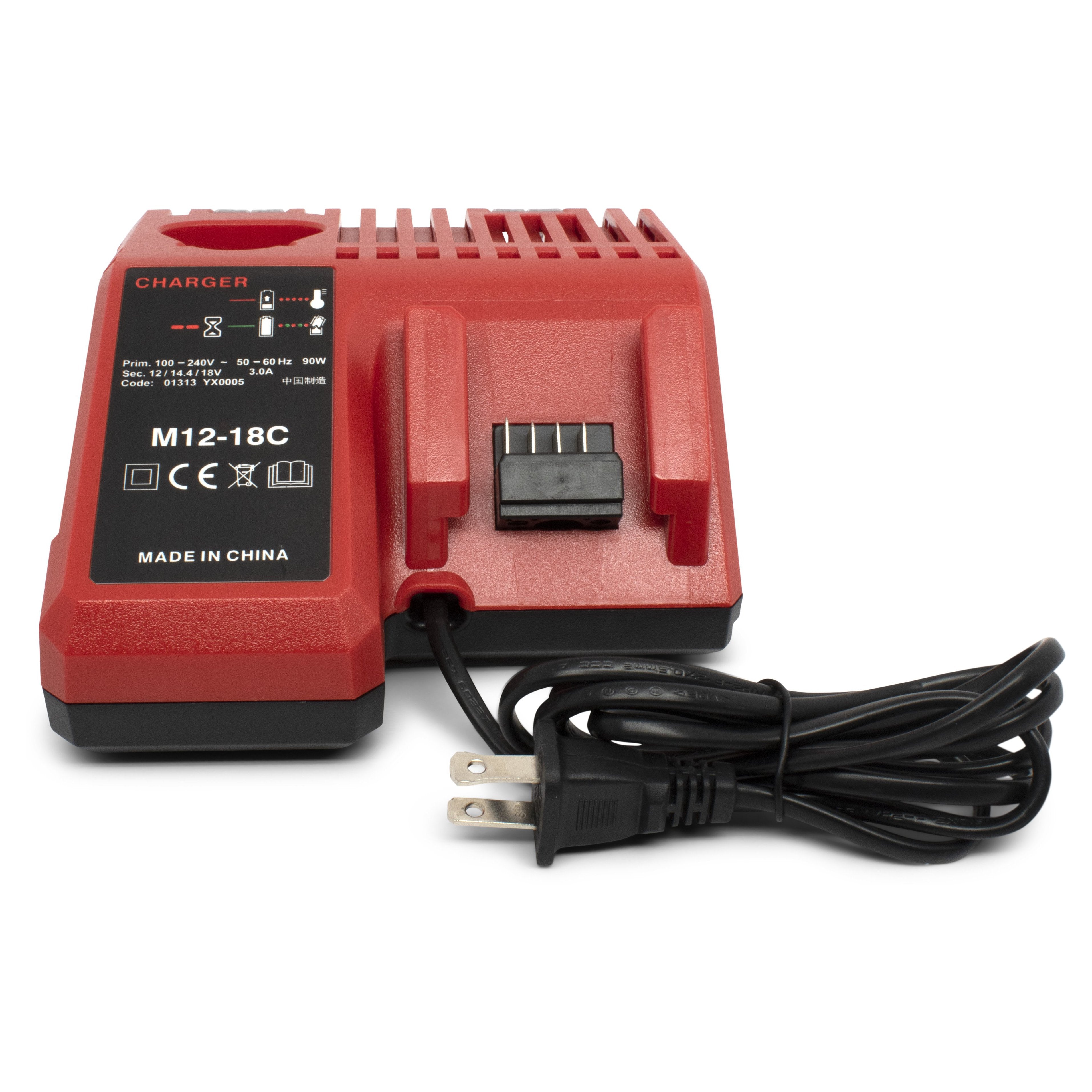 18V & 12V Milwaukee M18/M12 Battery Charger Fast Charging for Power Tools - Perfect for Construction, DIY Projects & Home Renovations
