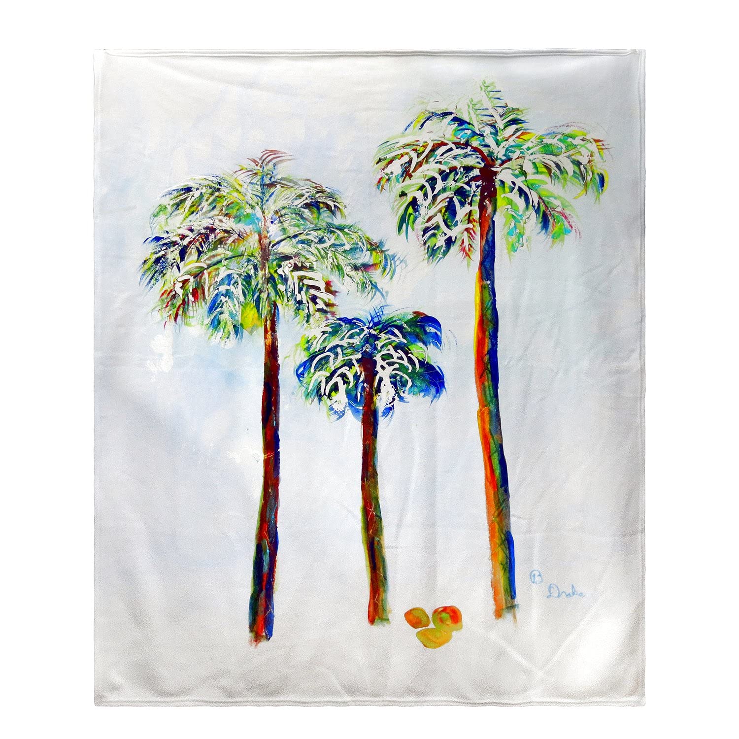 Betsy Drake Three Palms Fleece Throw Blanket - Ultra Soft Cozy Plush Flannel Wrap for Couch, Bed & Travel - Perfect for Winter, Gifts & Home Decor